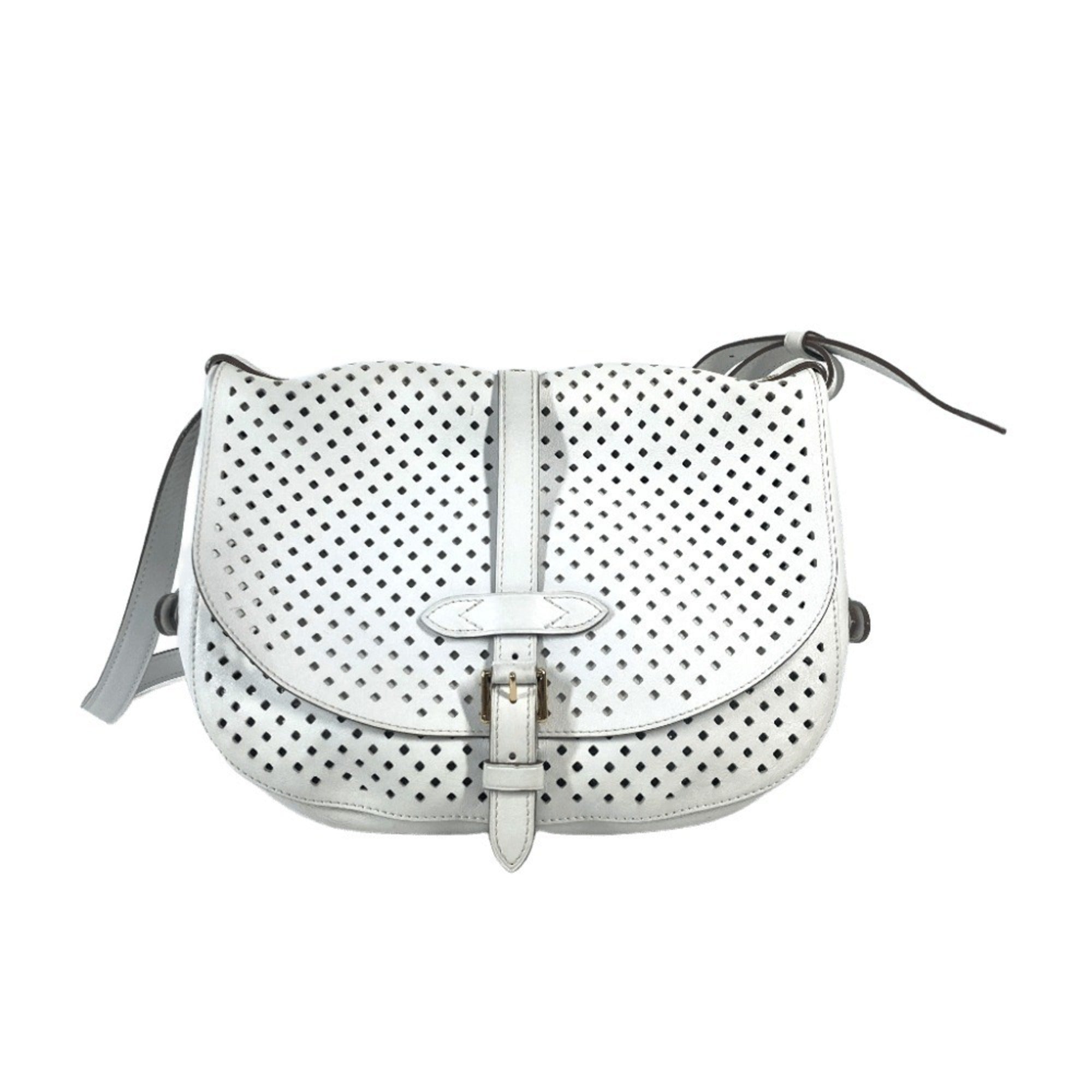 Louis Vuitton White Leather Messenger Bag Shoulder Bag (Pre-Owned)
