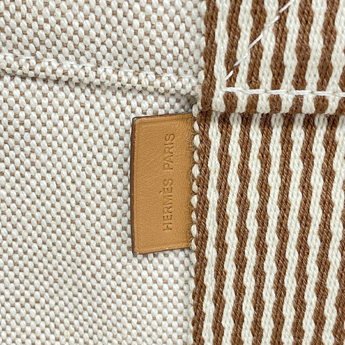 Hermes Beige Canvas Tote Bag (Pre-Owned)