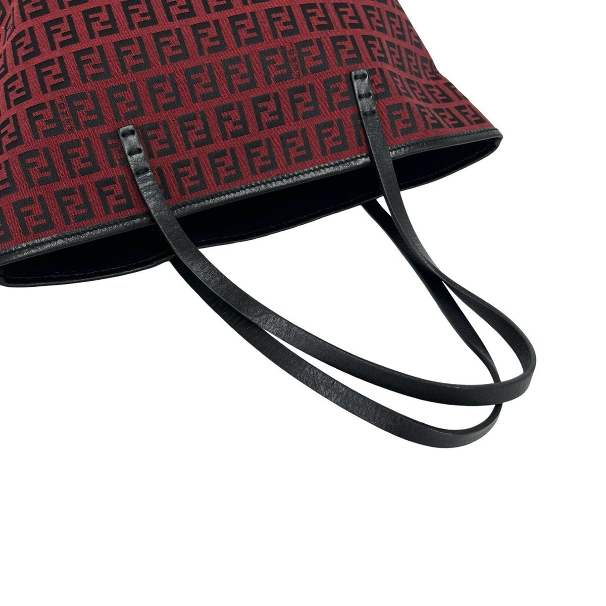 Fendi Black Red Color Canvas Leather Handbag Pouch Tote Bag (Pre-Owned)