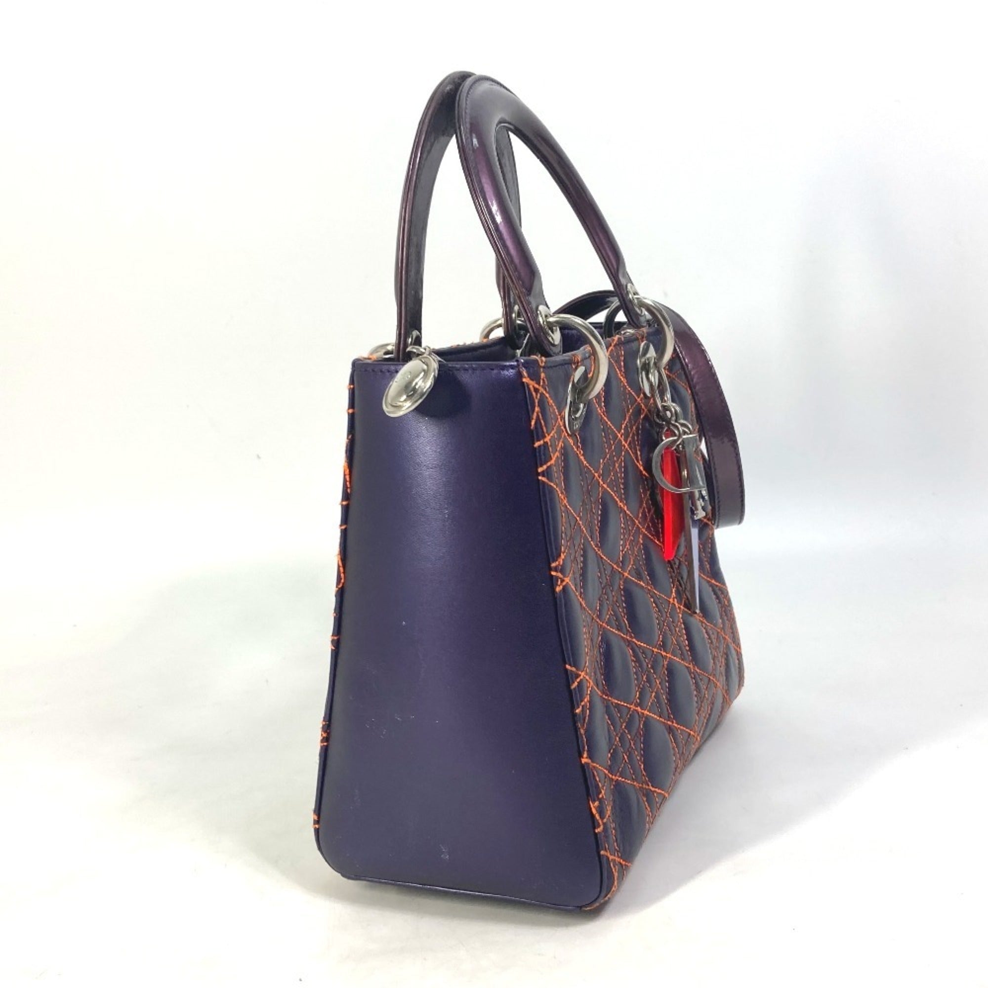 Christian Dior Orange Purple Leather Handbag Shoulder Bag (Pre-Owned)