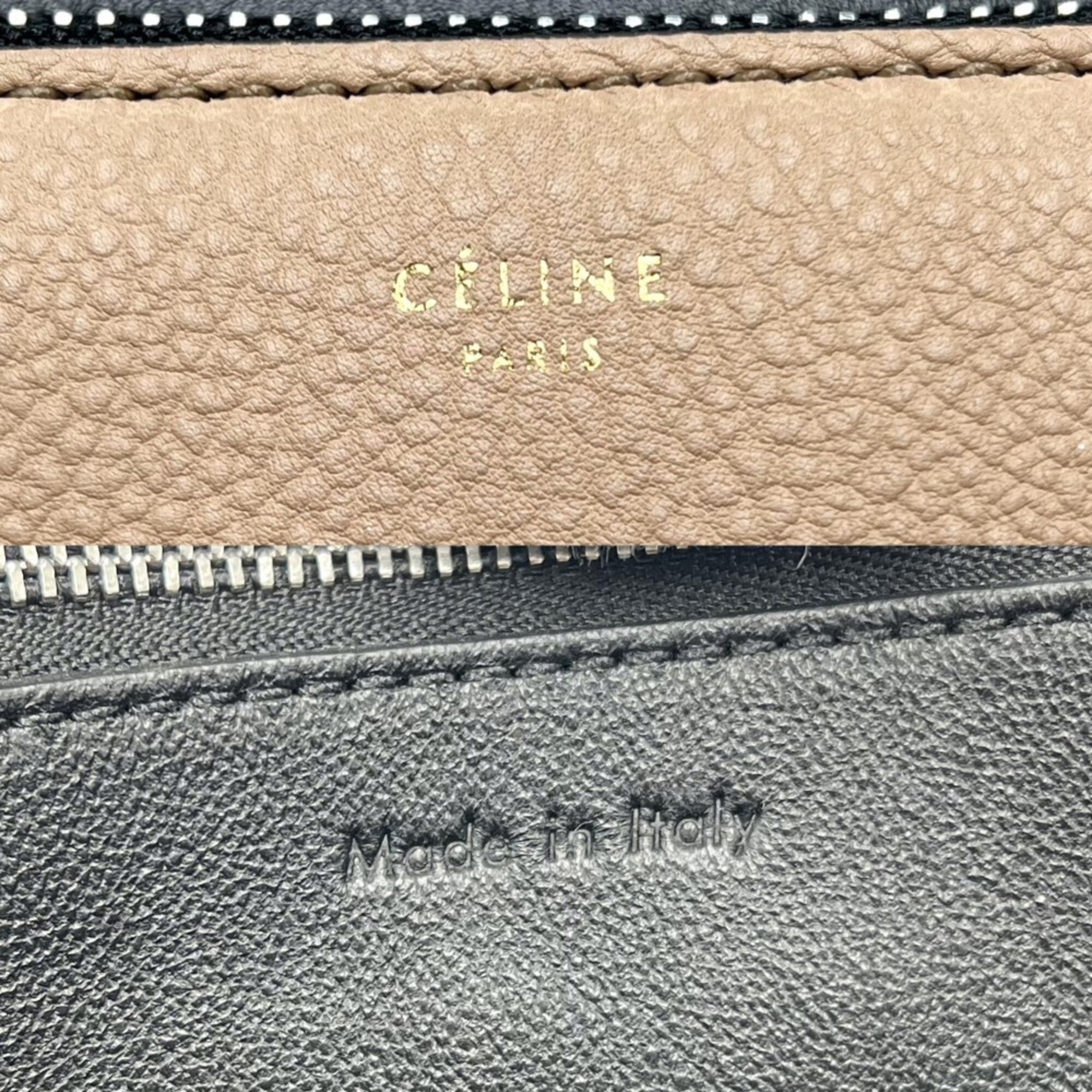 Celine Beige Black Leather Handbag (Pre-Owned)