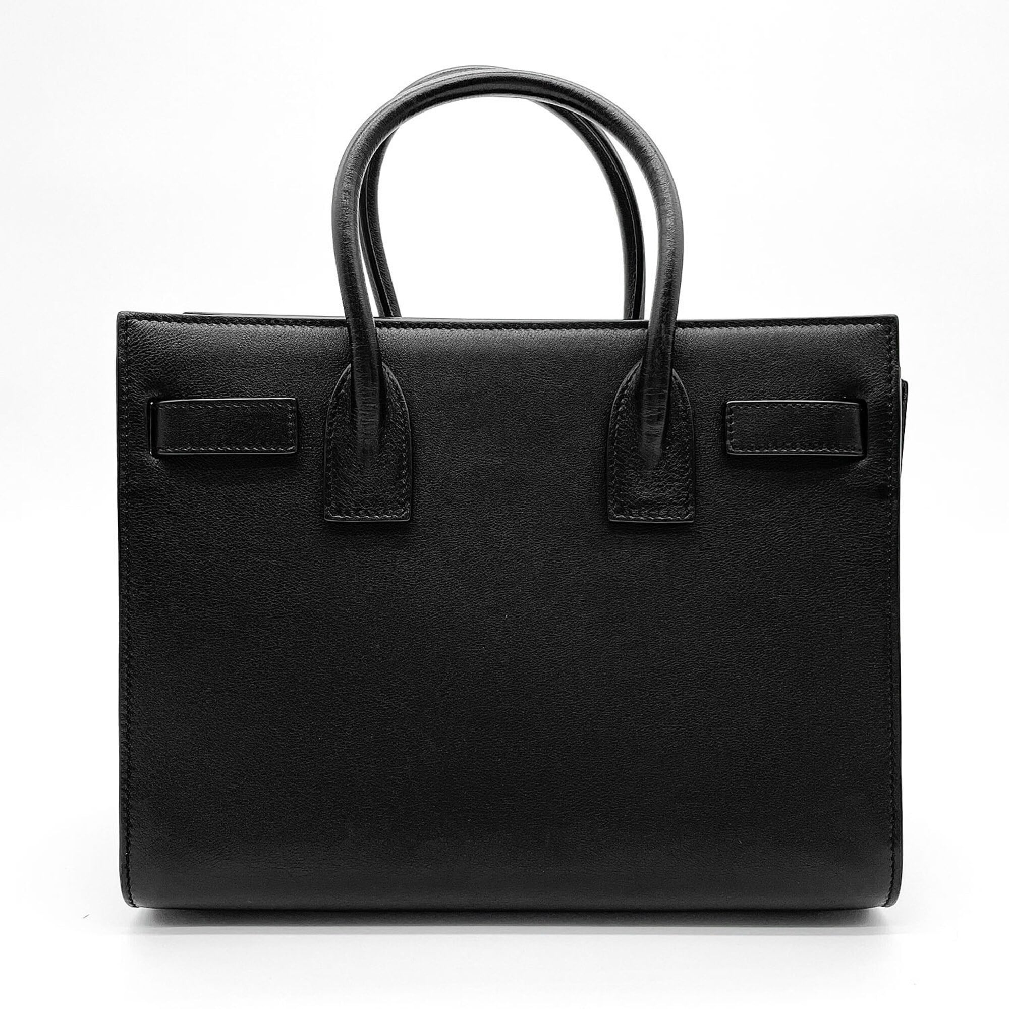 Saint Laurent Black Leather Metal Handbag Shoulder Bag (Pre-Owned)