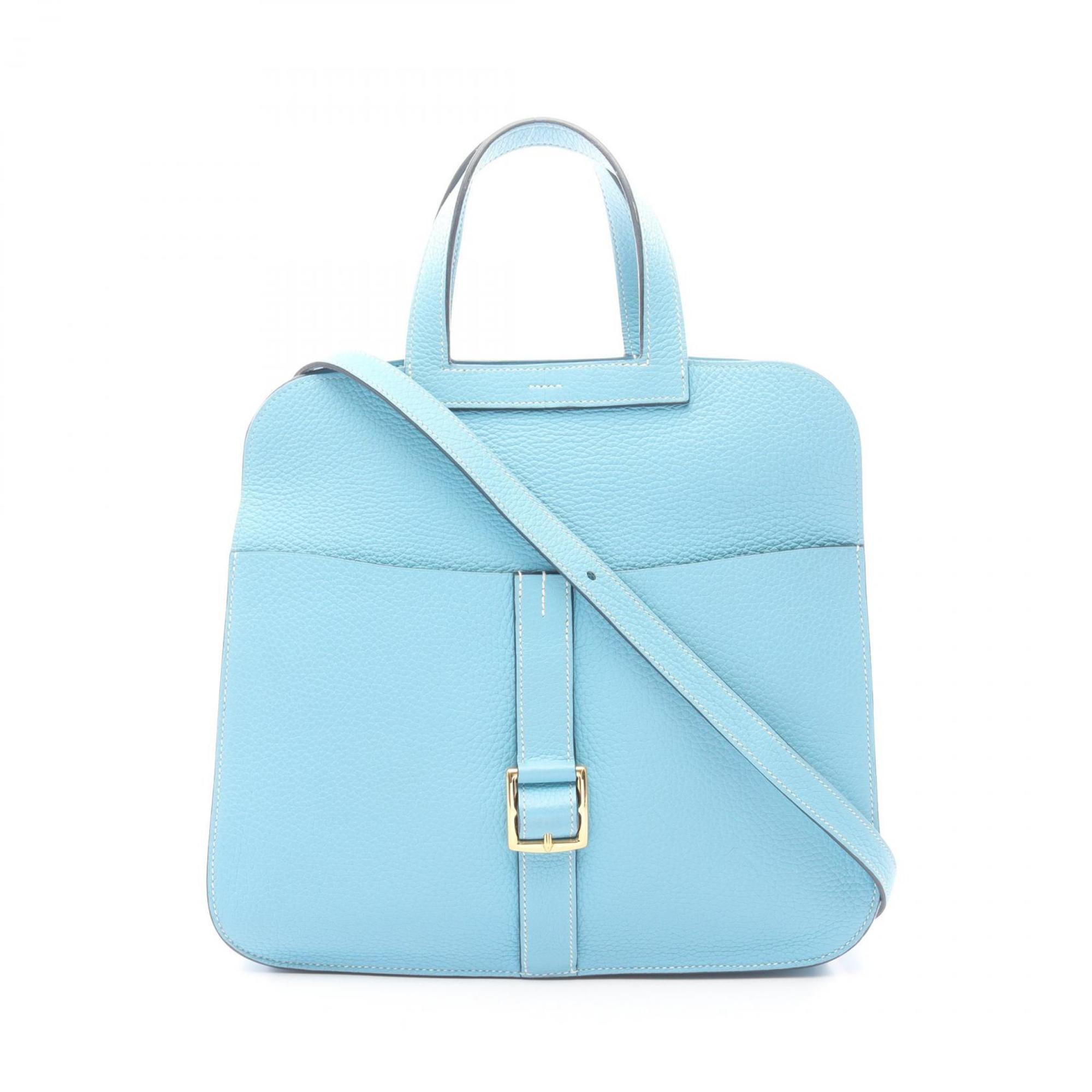 Hermes Alezan Blue Taurillon Clemence Leather Handbag (Pre-Owned)