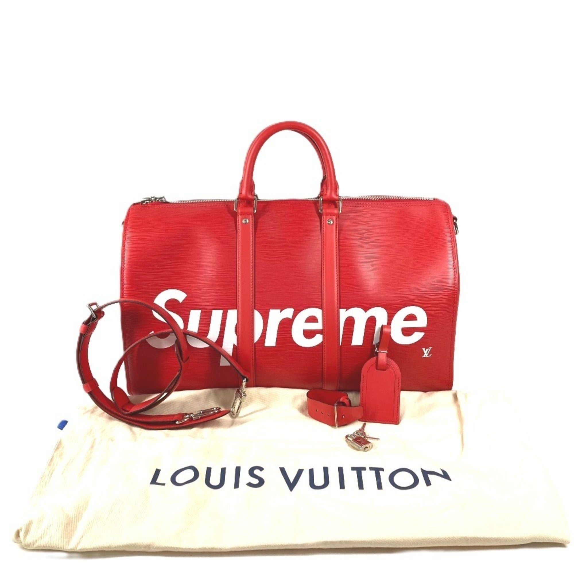 Louis Vuitton Red Color White Epi Leather Boston Bag (Pre-Owned)
