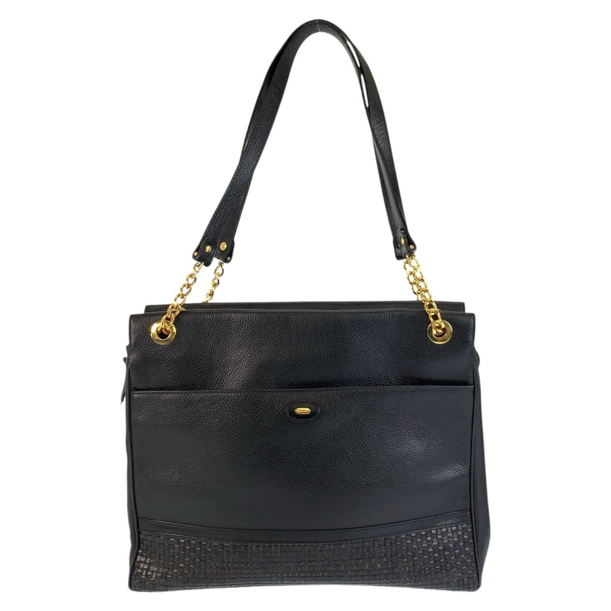 Bally Black Leather Shoulder Bag Tote Bag (Pre-Owned)