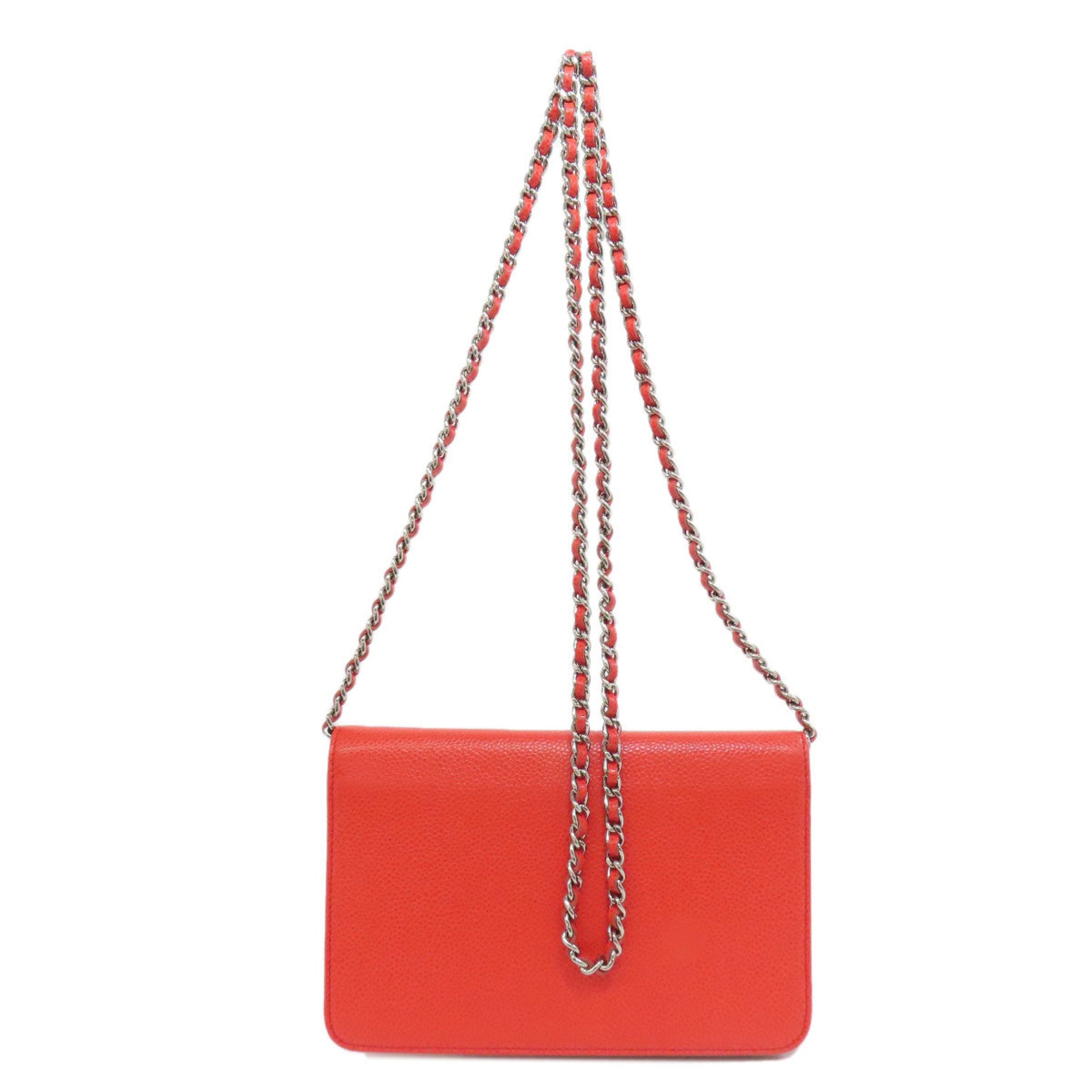 Chanel Red Color Caviar Leather Shoulder Bag (Pre-Owned)