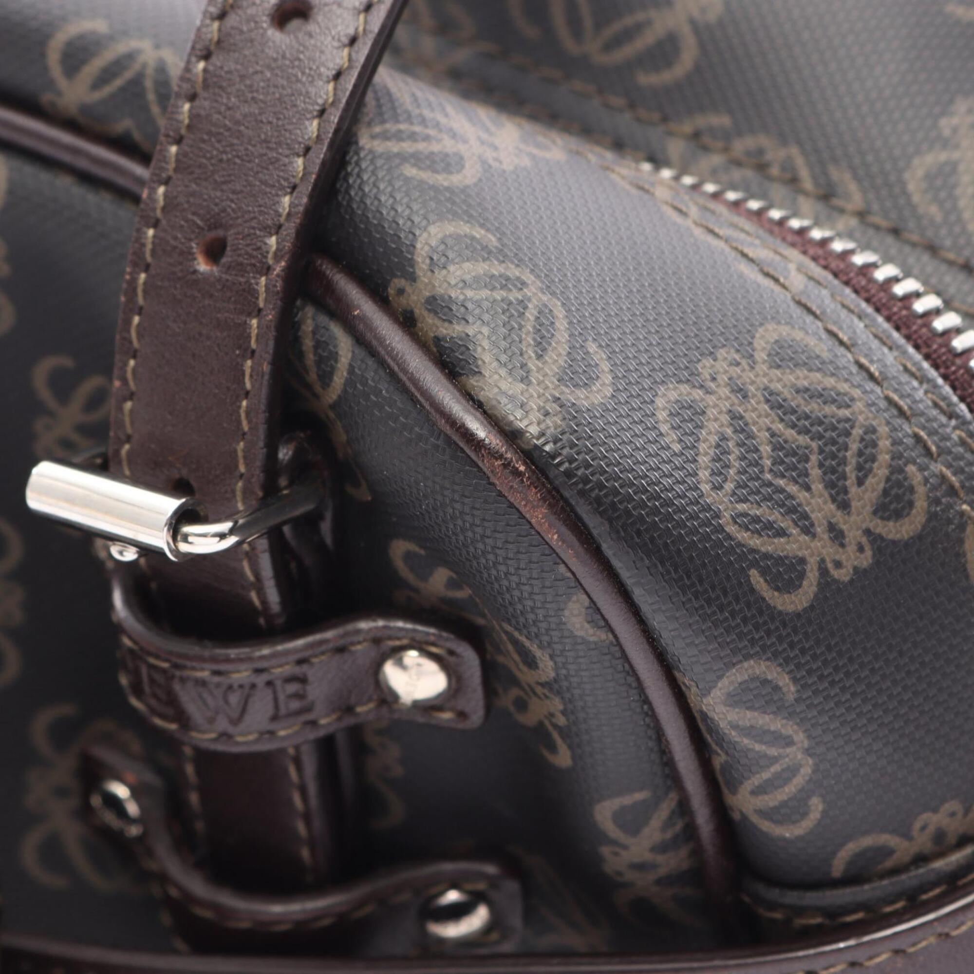 Loewe Black Brown Coated Canvas Leather Handbag Pouch (Pre-Owned)