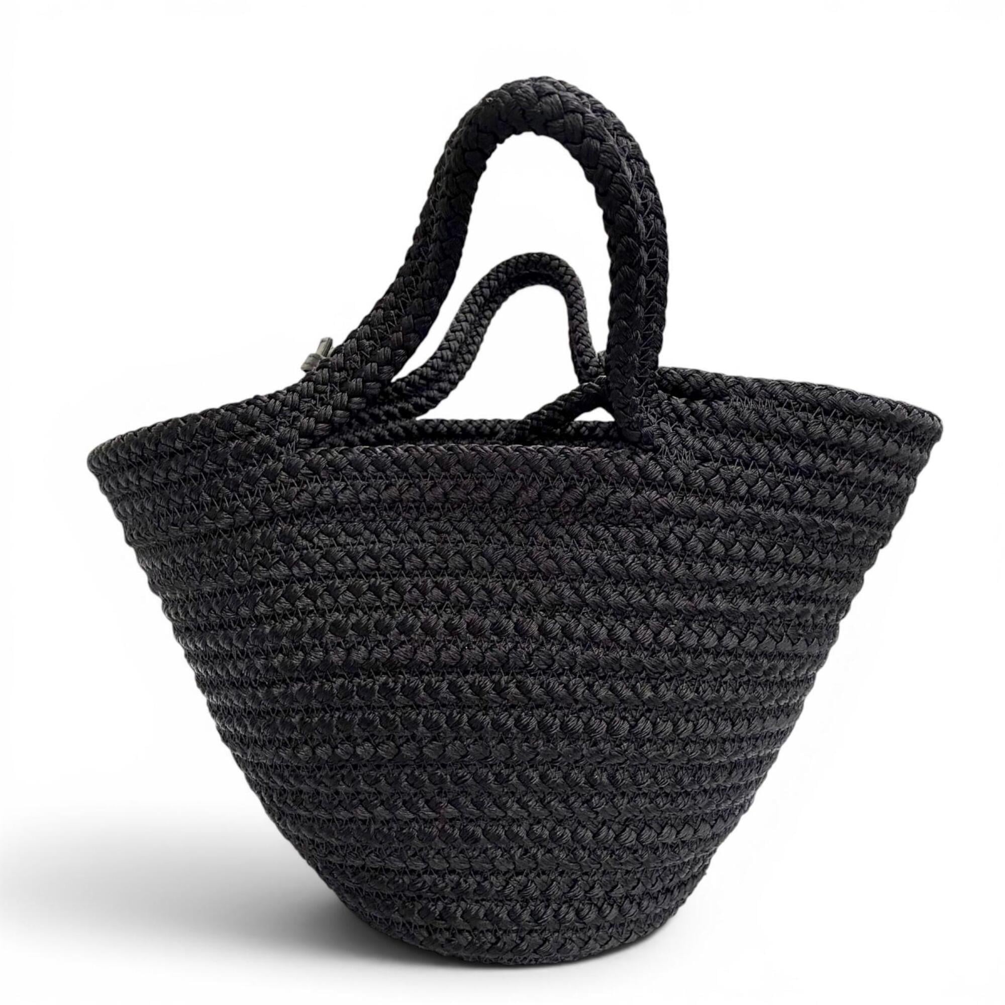 Balenciaga Black Leather Basket Handbag Shoulder Bag (Pre-Owned)