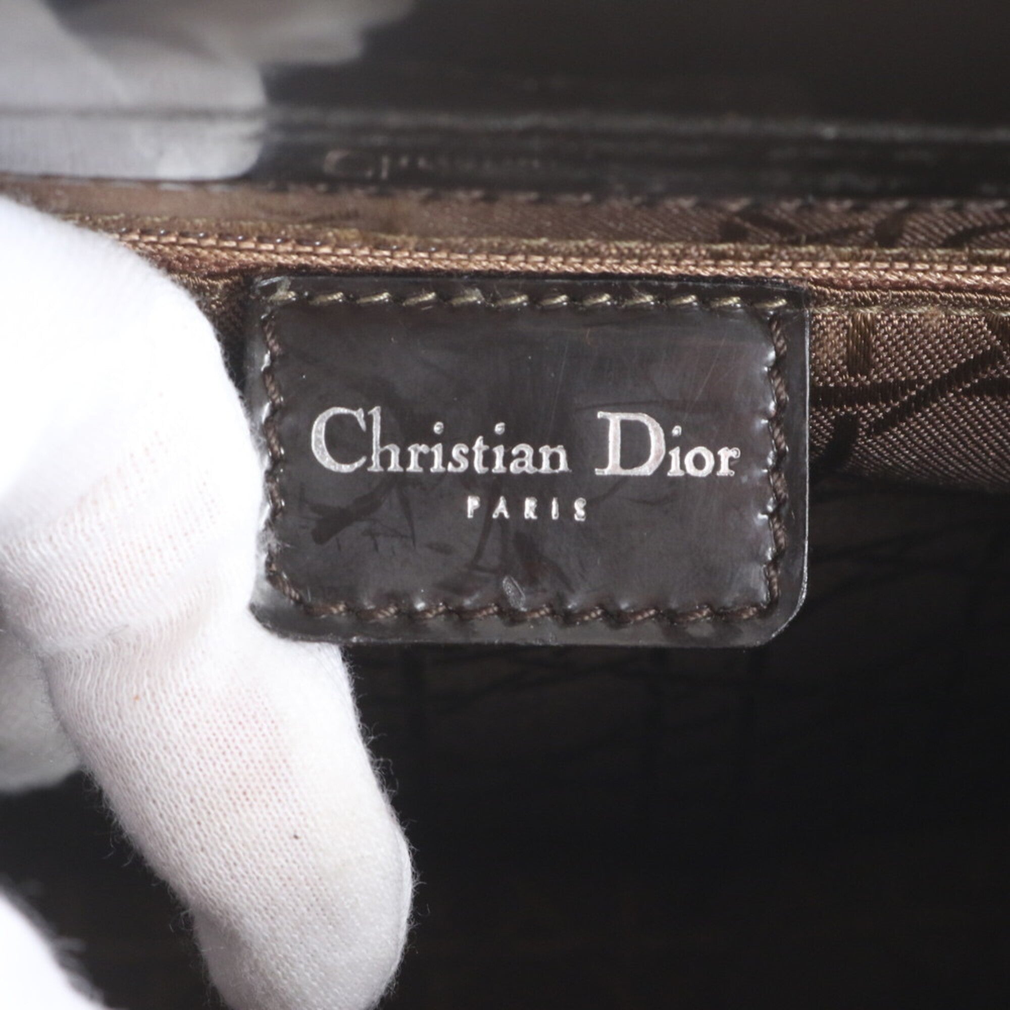 Christian Dior Brown Leather Handbag Tote Bag (Pre-Owned)