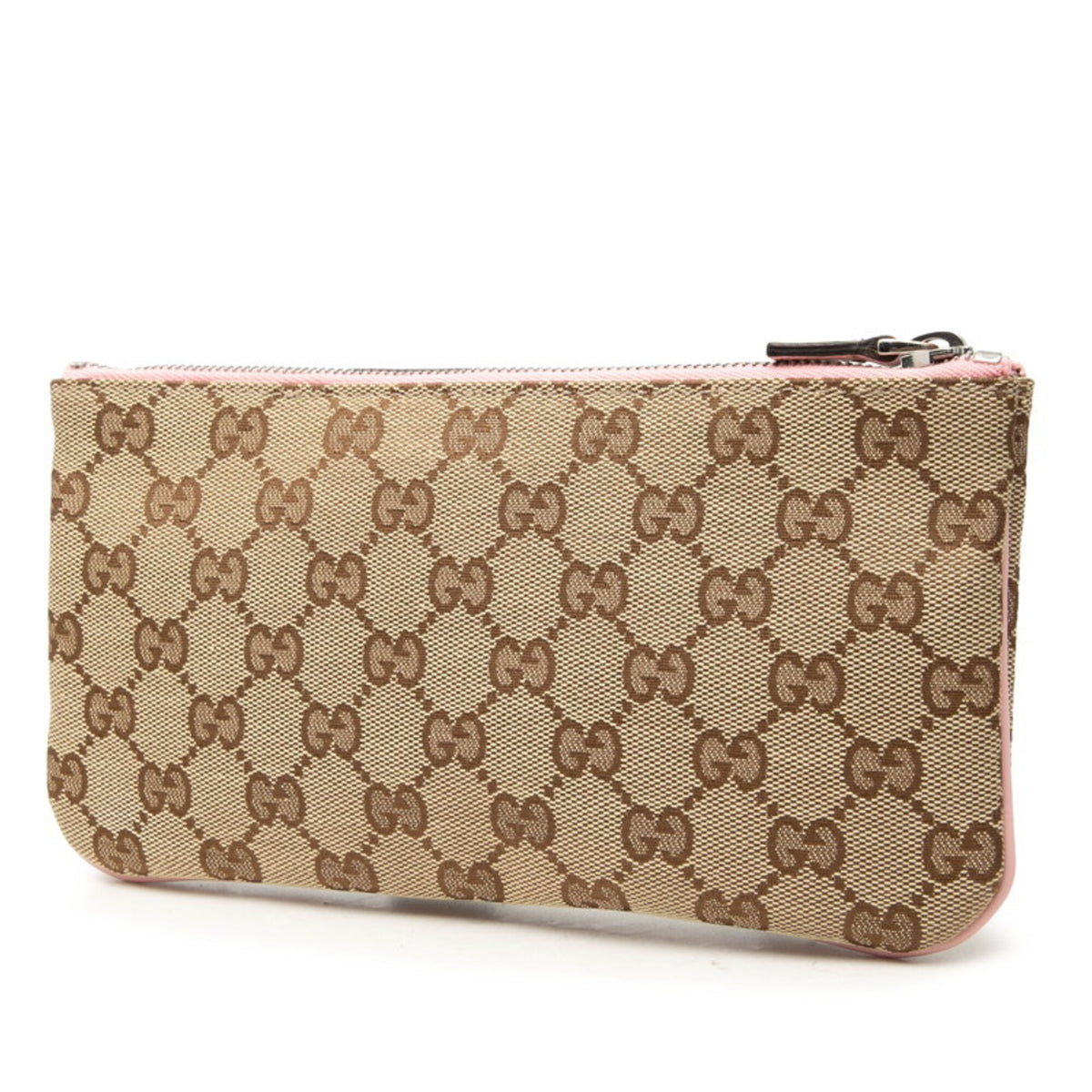 Gucci Beige Pink Canvas Leather Pvc Pouch (Pre-Owned)