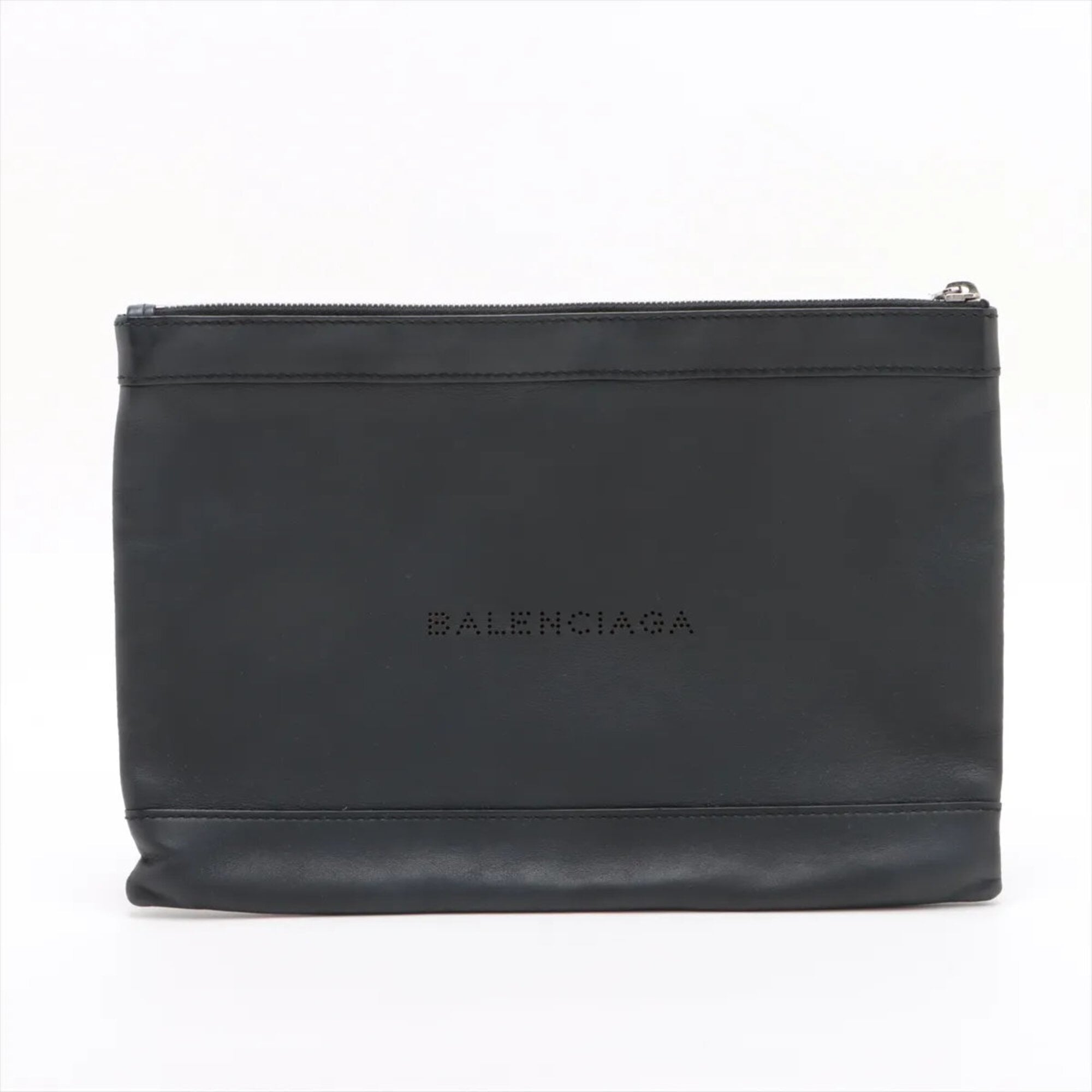 Balenciaga Black Leather Clutch Bag Pouch (Pre-Owned)