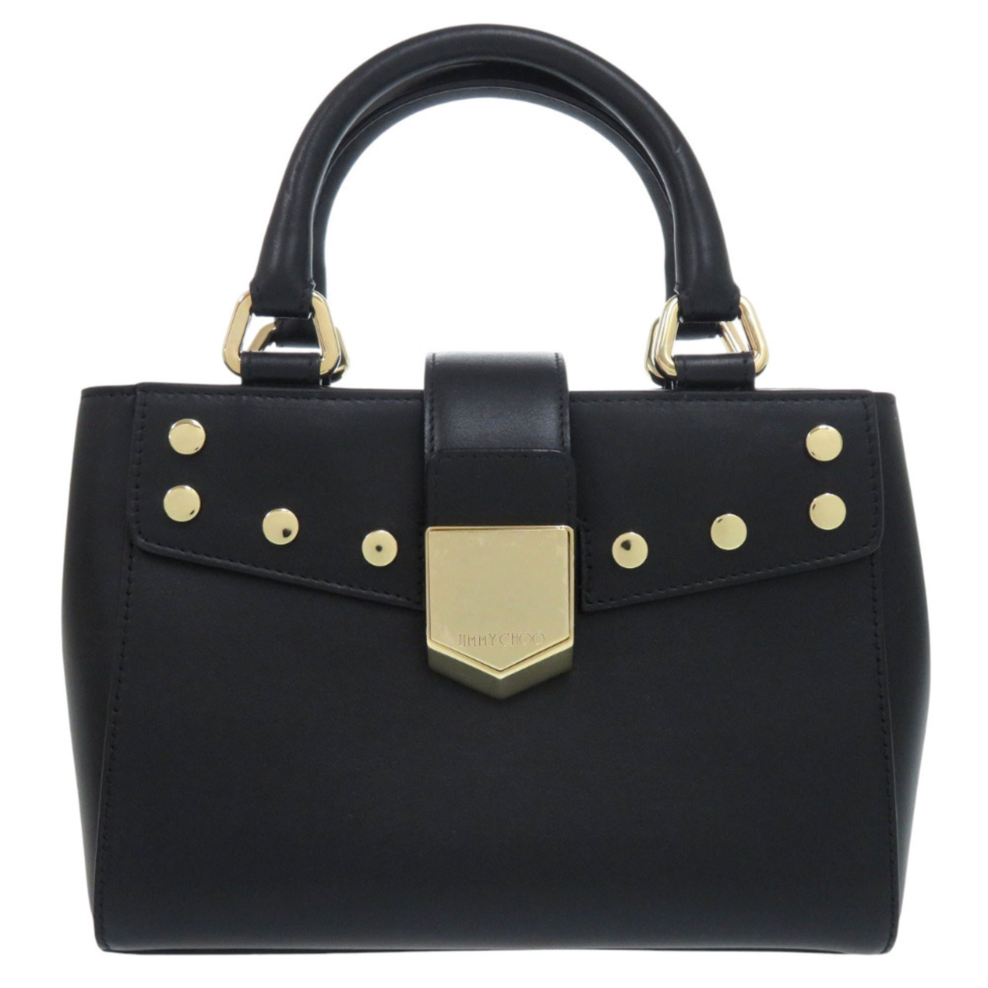Jimmy Choo Black Leather Handbag Shoulder Bag (Pre-Owned)
