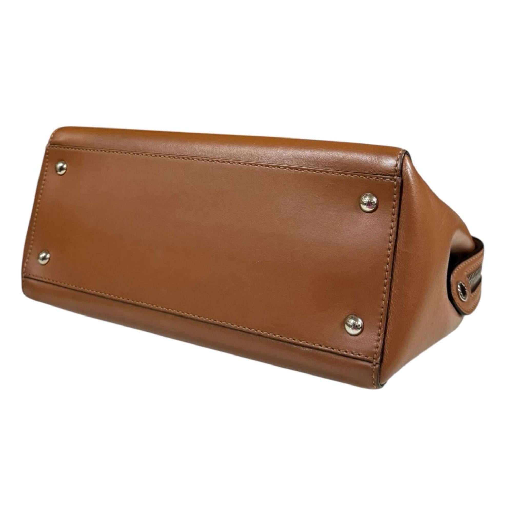 Fendi Dotcom Brown Leather Shoulder Bag (Pre-Owned)