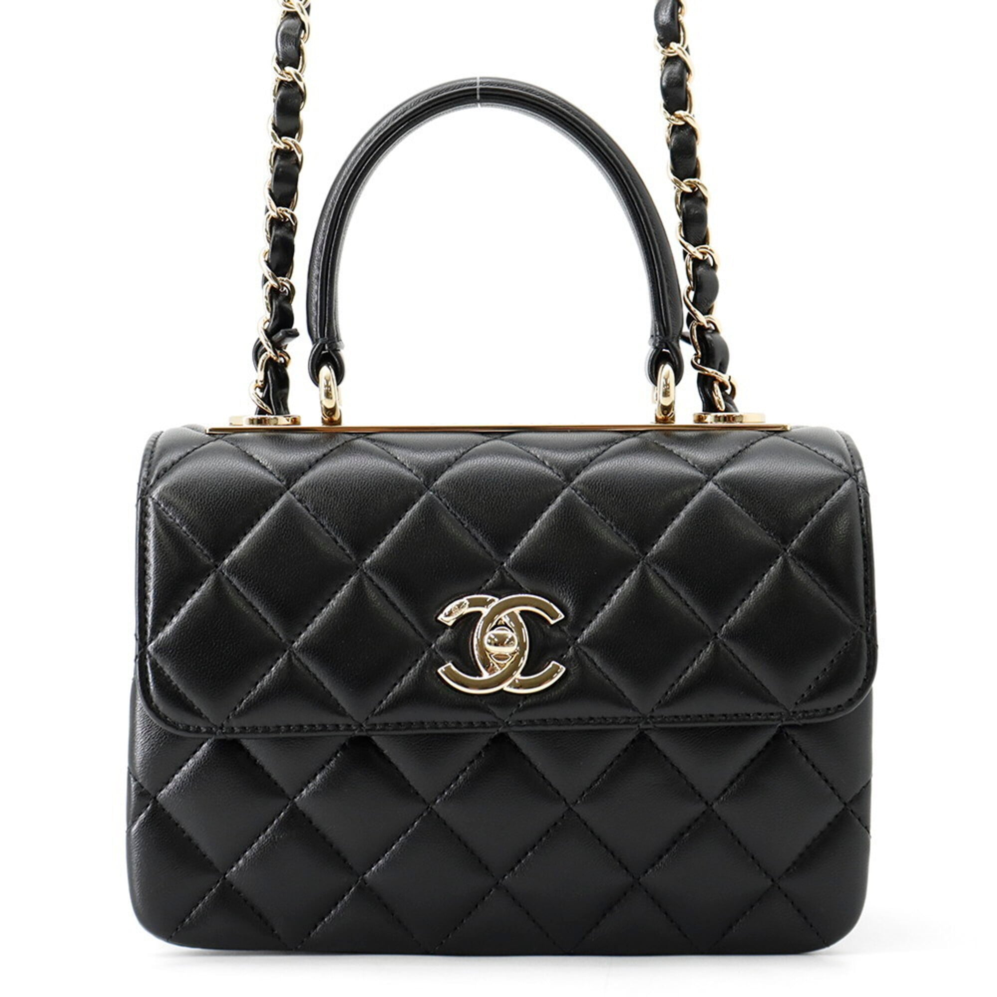 Chanel Black Leather Handbag Shoulder Bag (Pre-Owned)
