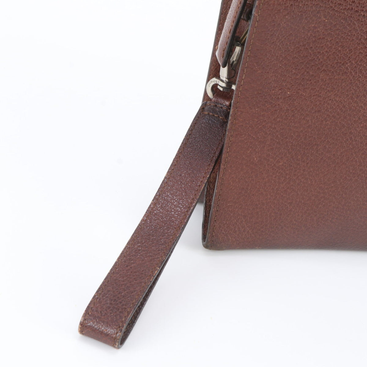 Salvatore Ferragamo Brown Leather Clutch Bag Pouch (Pre-Owned)