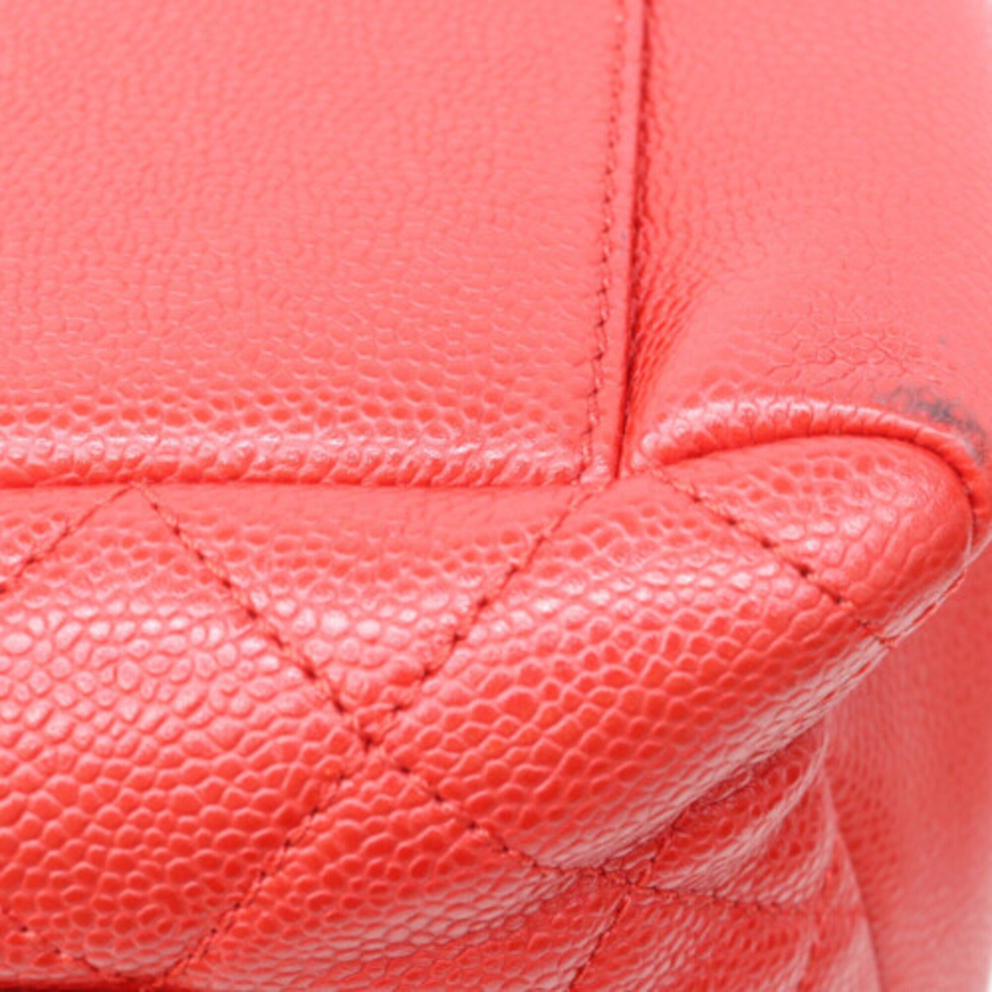 Chanel Red Color Grained Calfskin Tote Bag (Pre-Owned)