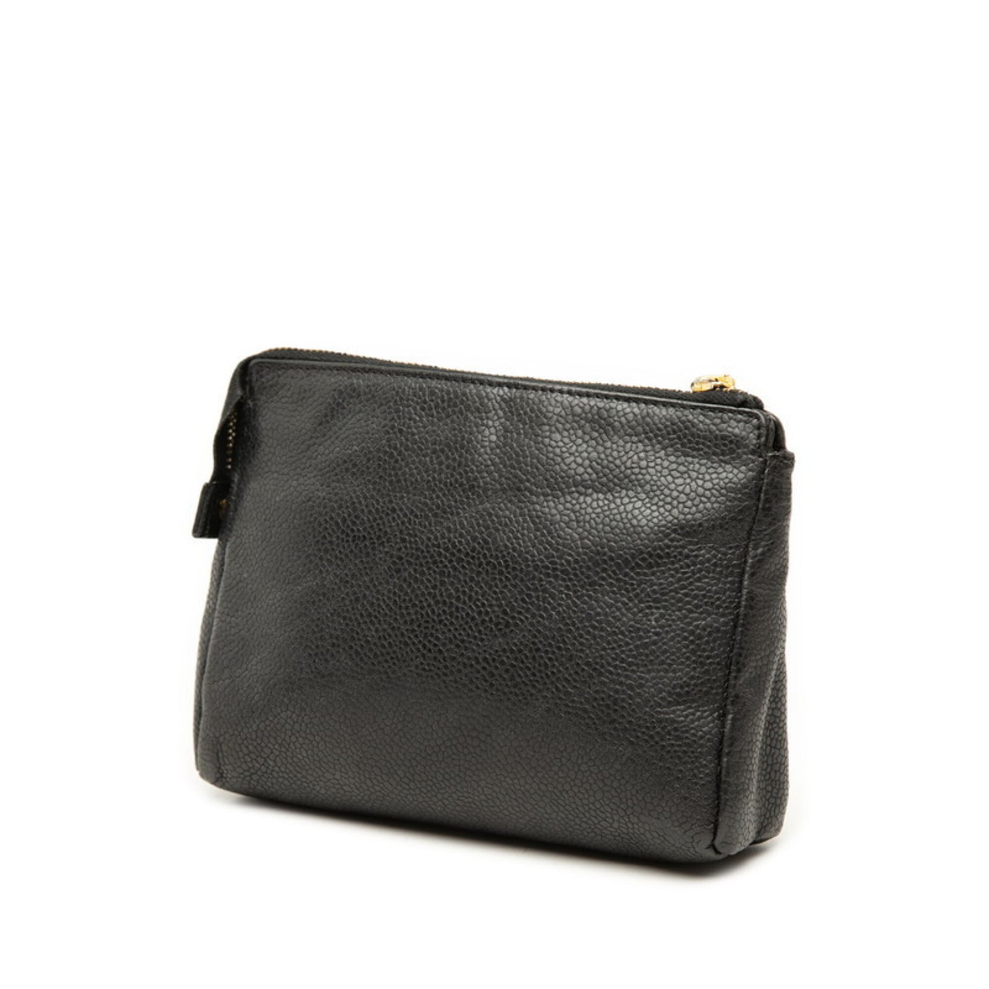 Chanel Black Grained Calfskin Handbag Pouch (Pre-Owned)