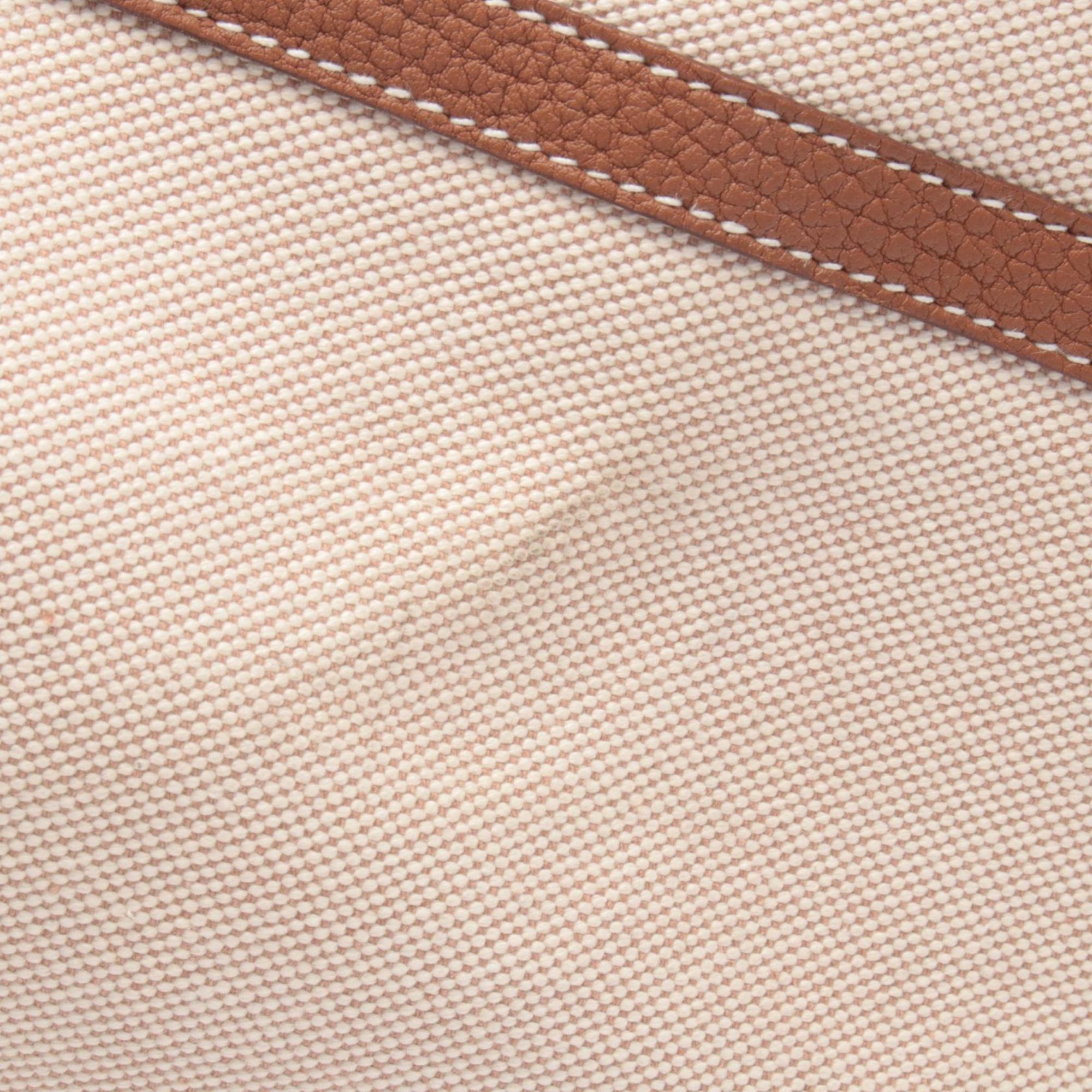 Hermes Brown Ecru Ivory Canvas Toile H Tote Bag (Pre-Owned)