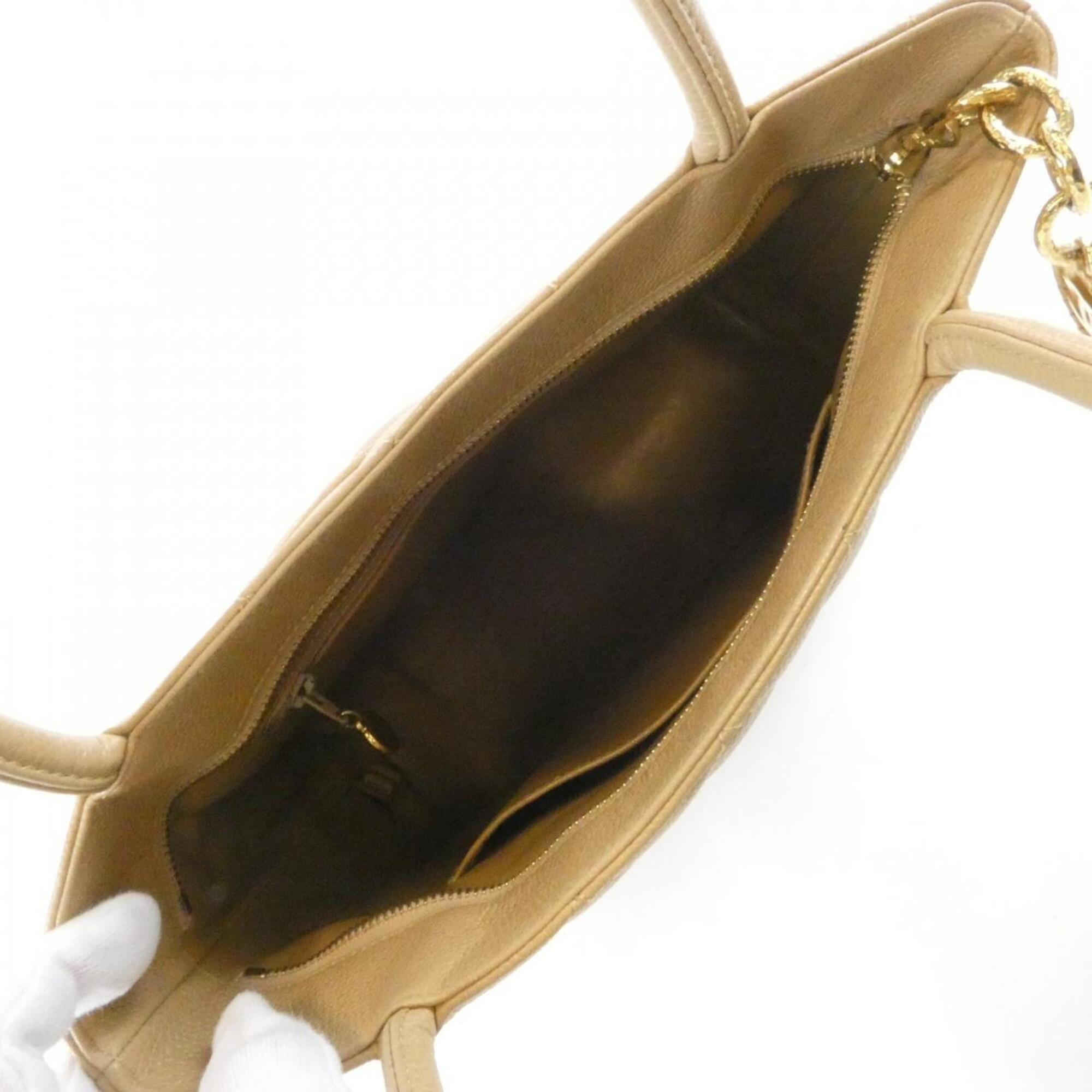 Chanel Beige Grained Calfskin Handbag (Pre-Owned)