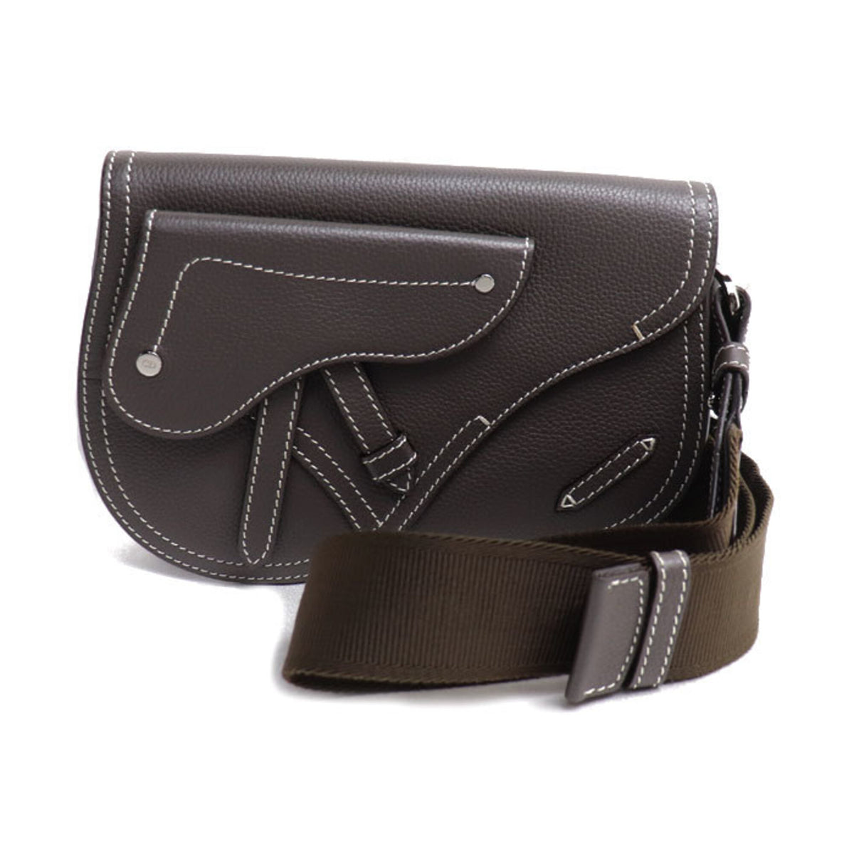 Christian Dior Brown Gray Leather Sling Bag (Pre-Owned)
