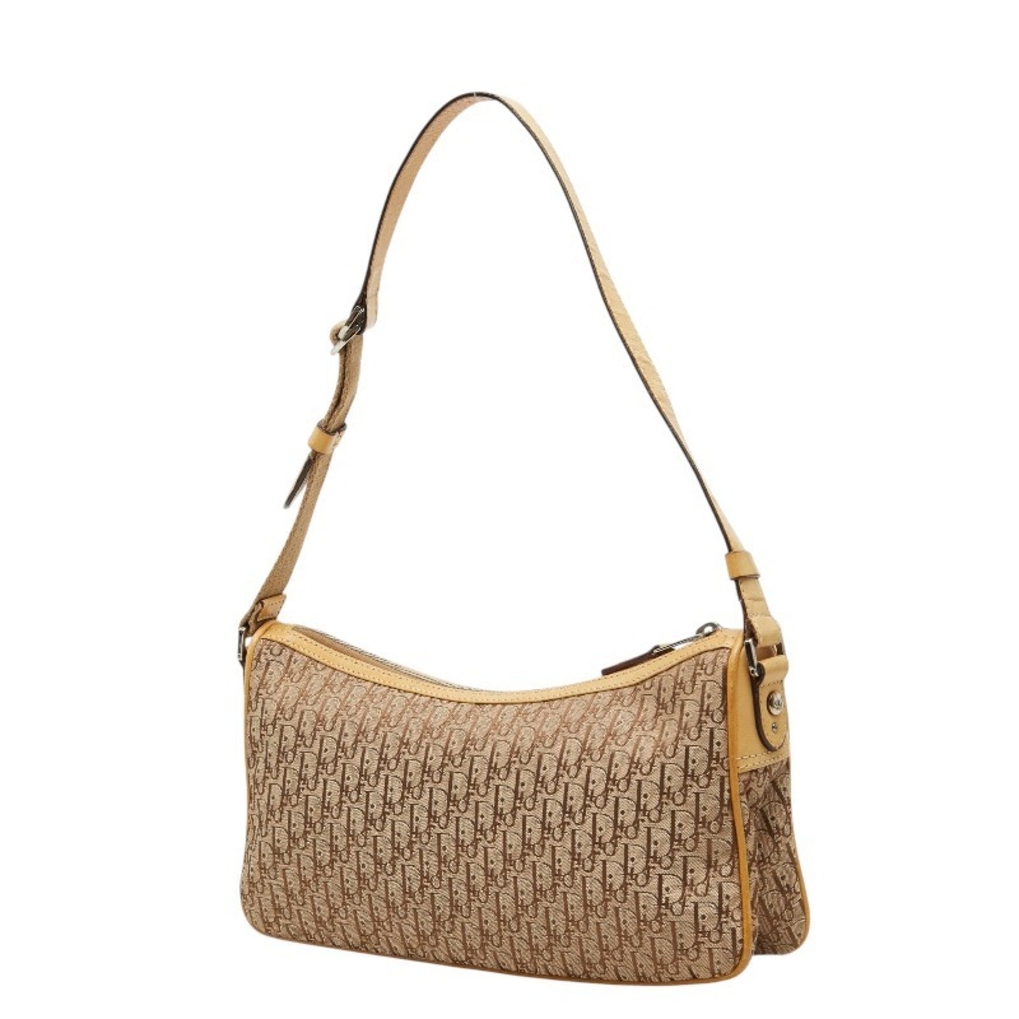 Christian Dior Beige Canvas Leather Shoulder Bag (Pre-Owned)