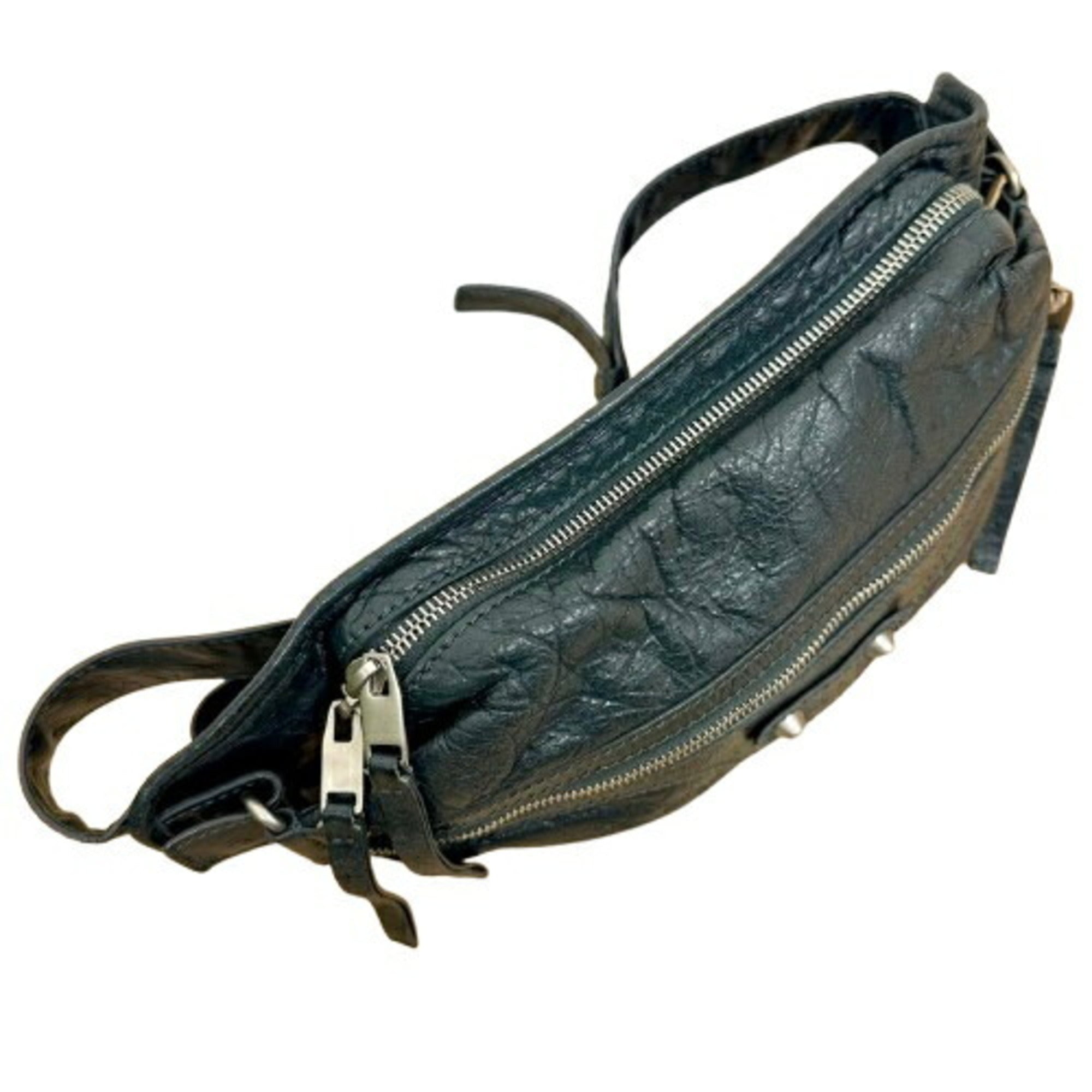 Balenciaga Gray Leather Fanny Pack Sling Bag (Pre-Owned)