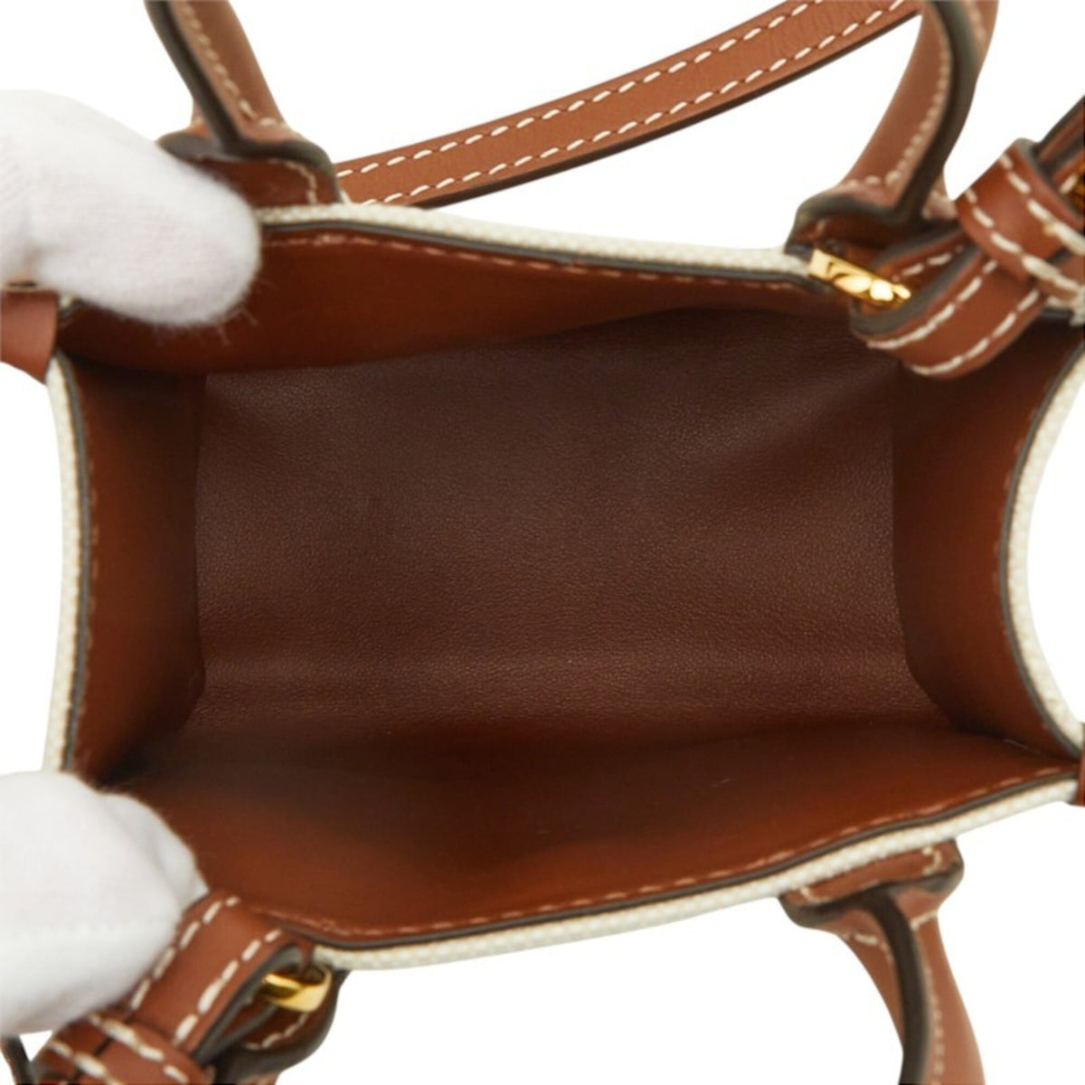 Burberry Brown Ivory Ivory Handbag Shoulder Bag (Pre-Owned)