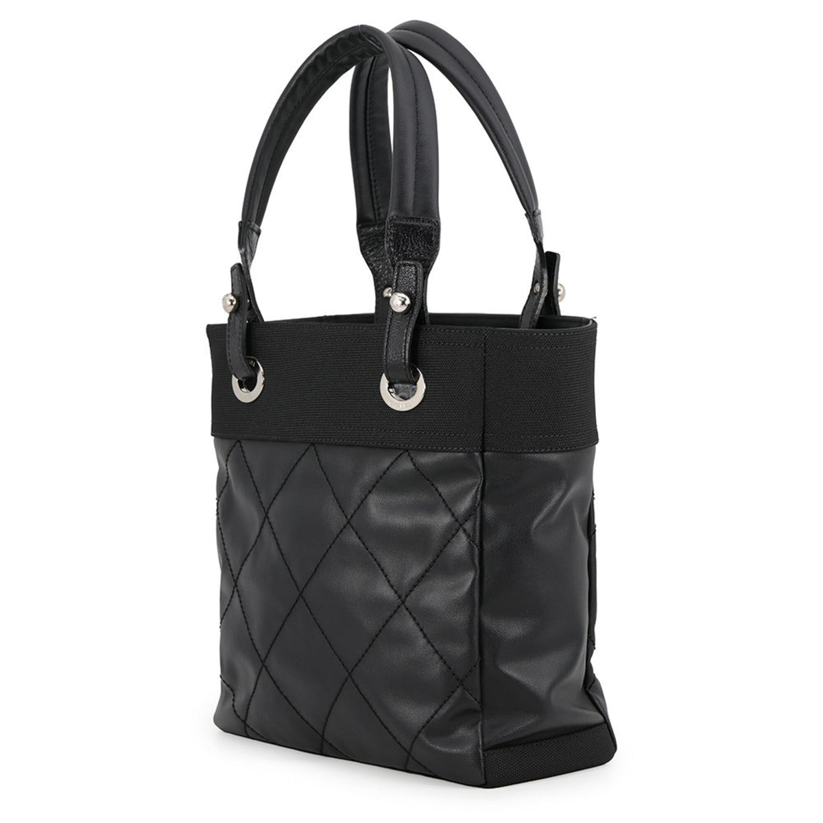 Chanel Matelasse Black Pvc Leather Handbag Tote Bag (Pre-Owned)