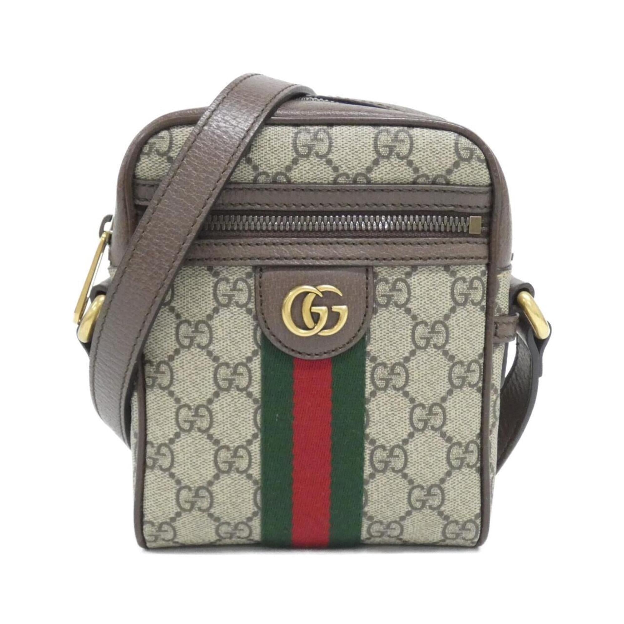 Gucci Beige Brown Gg Supreme Canvas Shoulder Bag (Pre-Owned)