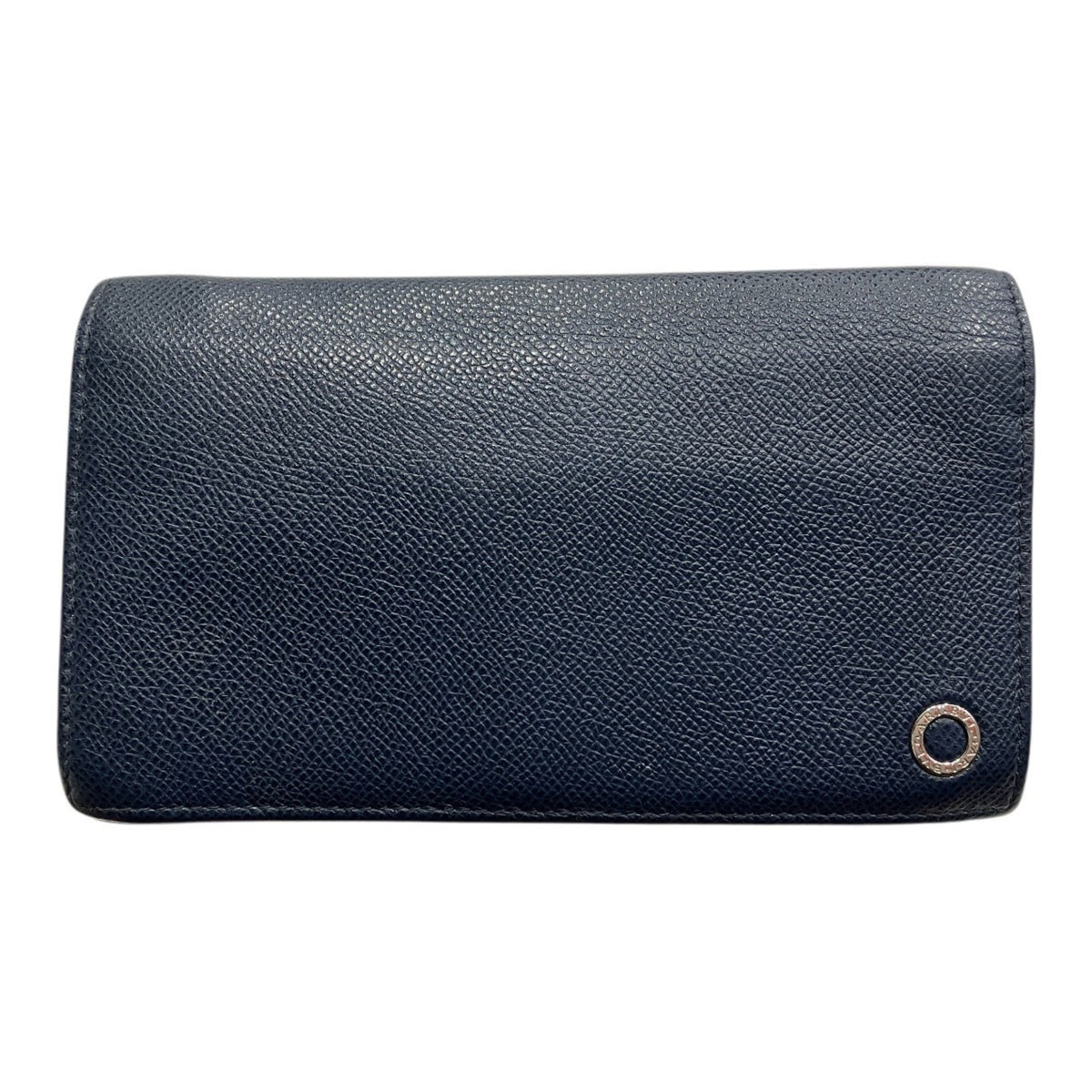 Bvlgari Navy Leather Long Wallet (Bi-Fold) (Pre-Owned)