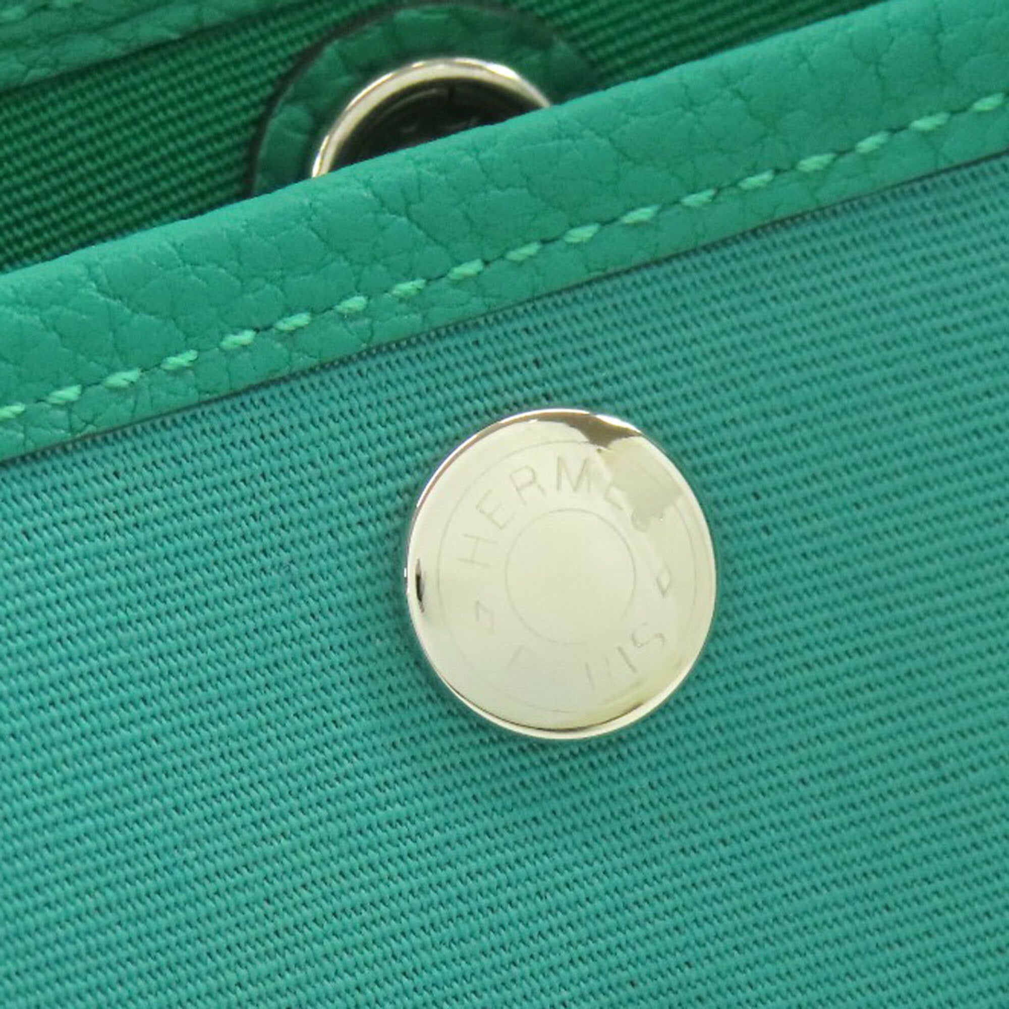 Hermes Garden Green Toile Officier Handbag (Pre-Owned)