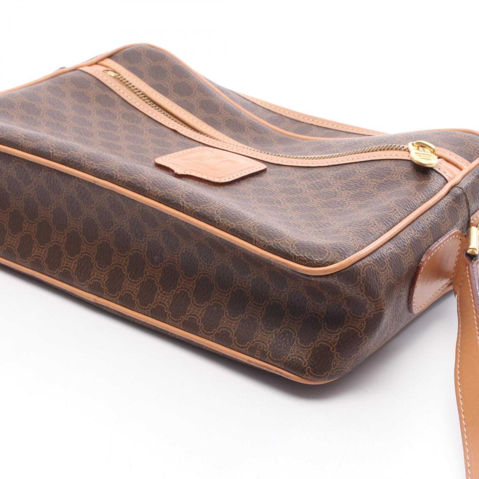 Celine Brown Coated Canvas Leather Handbag Shoulder Bag (Pre-Owned)