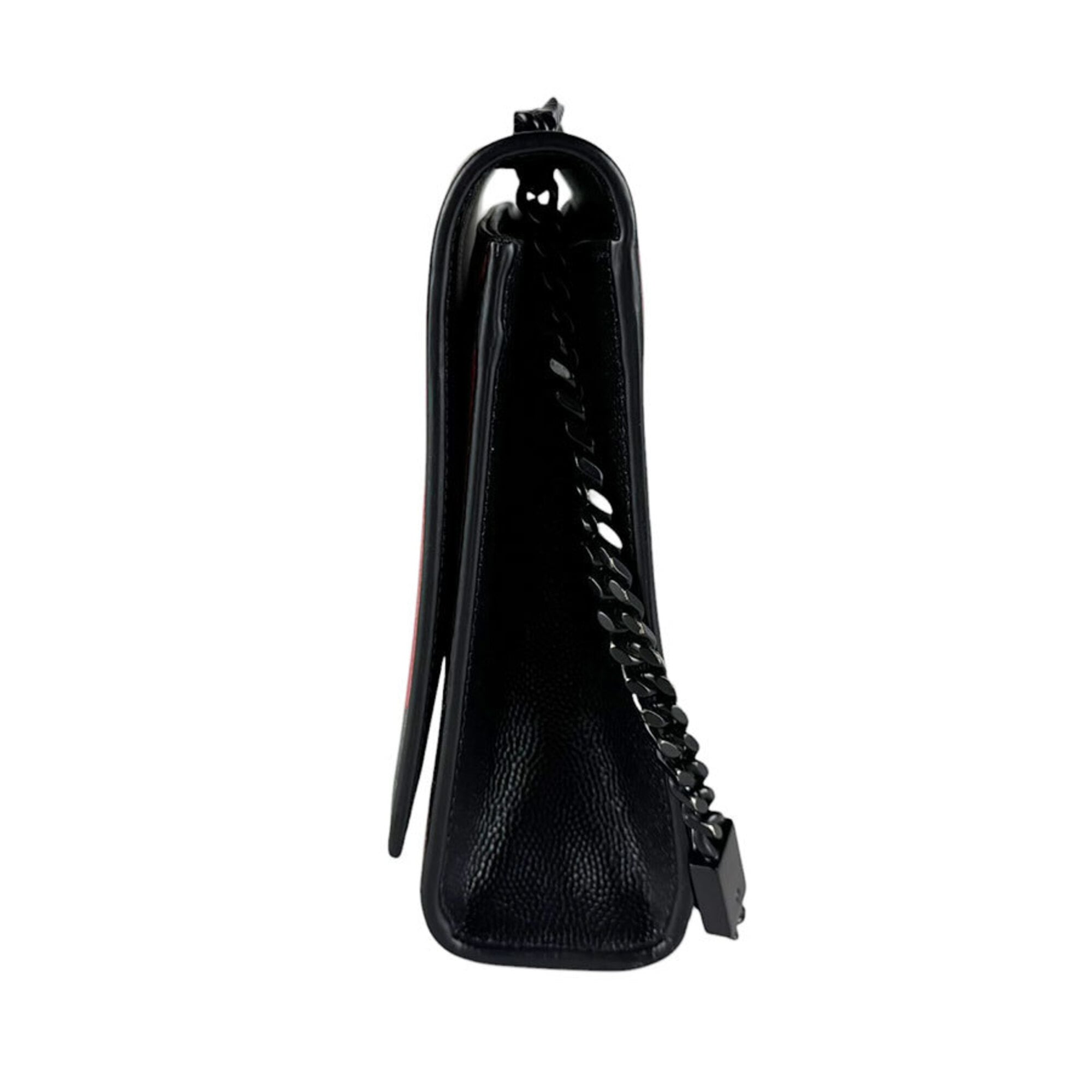 Saint Laurent Black Red Color Leather Shoulder Bag (Pre-Owned)