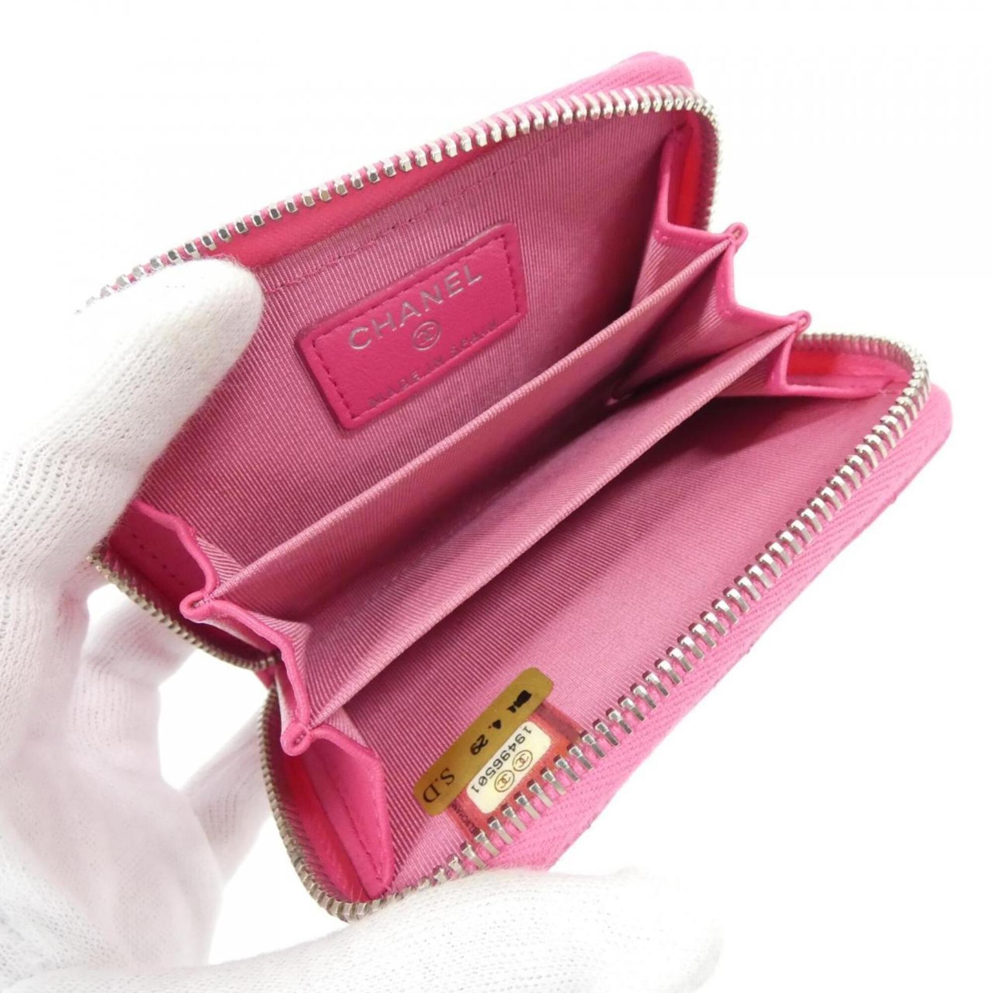 Chanel Pink Leather Coin Purse/Coin Case (Pre-Owned)
