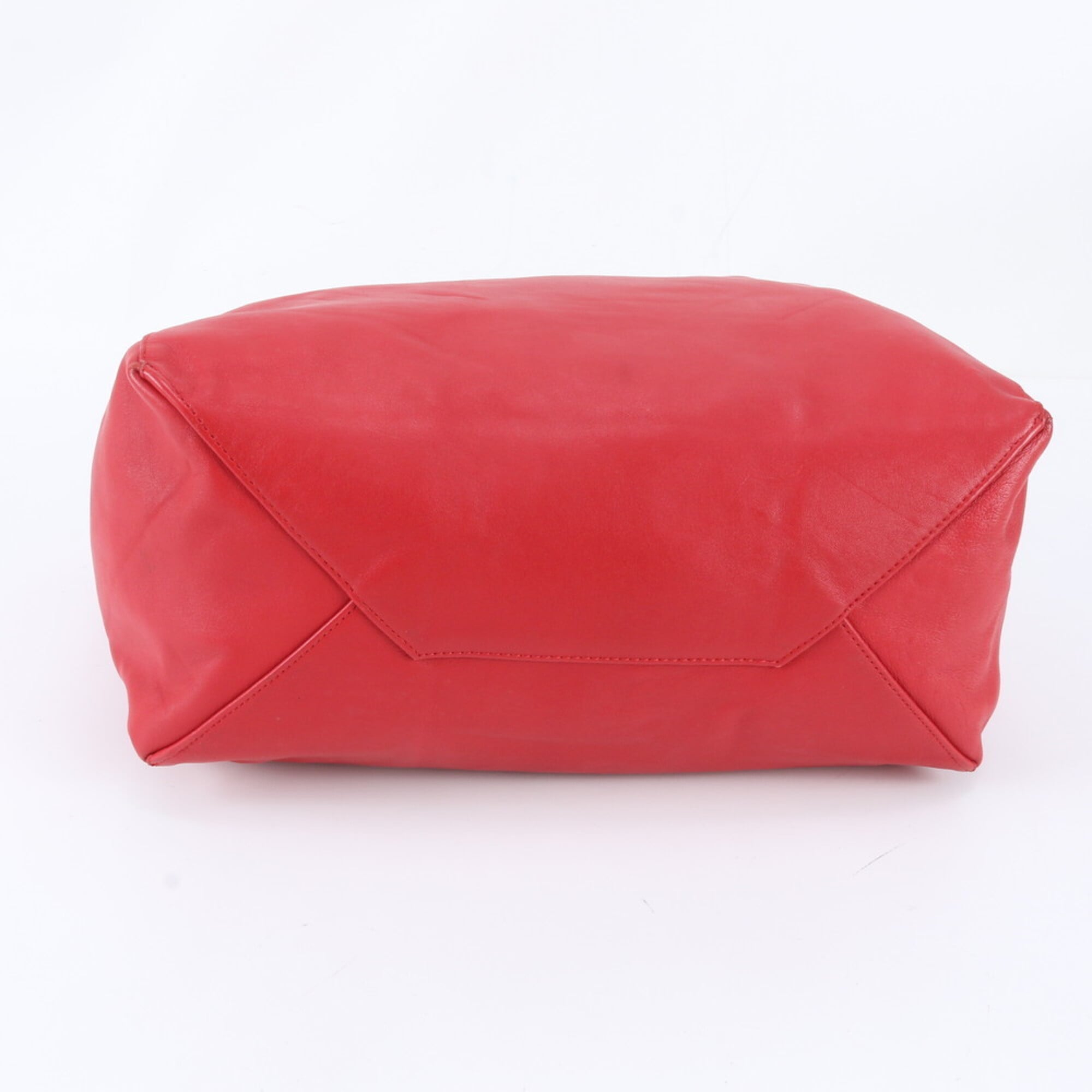 Celine Cabas Red Color Leather Handbag Tote Bag (Pre-Owned)