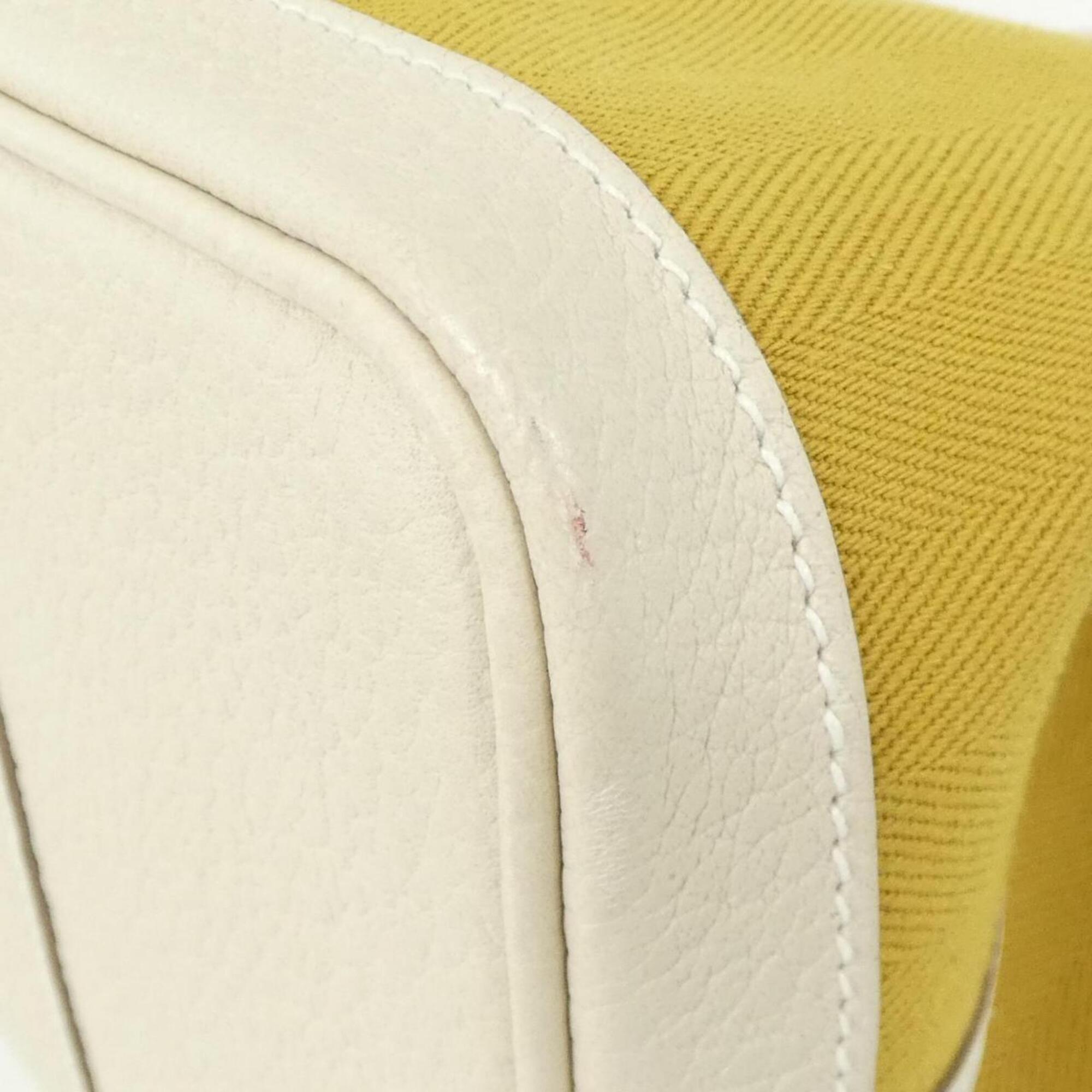 Hermes Yellow Toile Chevron Country Leather Handbag (Pre-Owned)