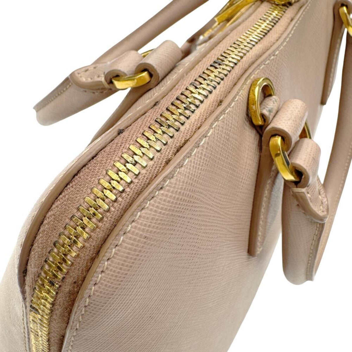 Prada Saffiano Pink Beige Leather Handbag Shoulder Bag (Pre-Owned)