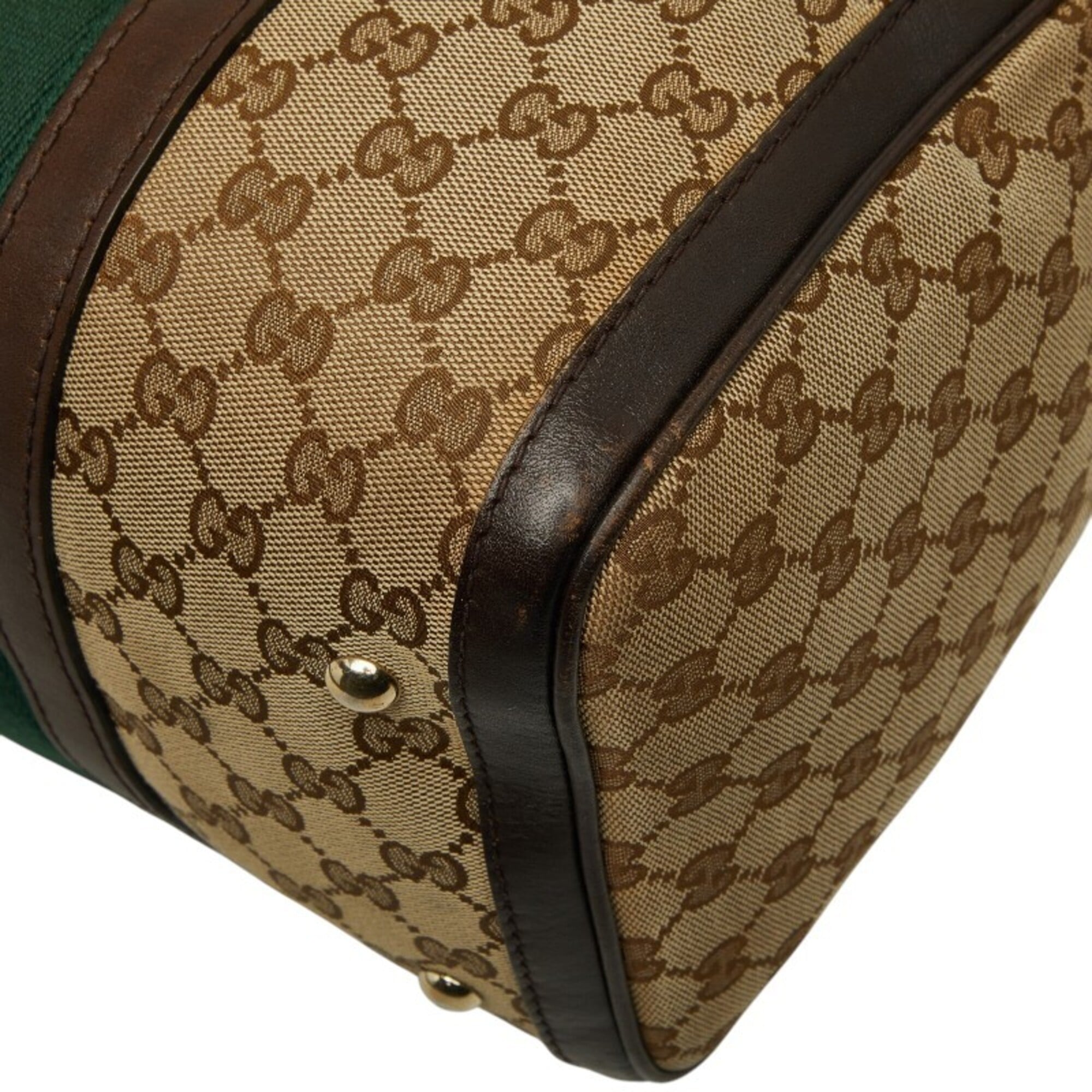 Gucci Beige Brown Canvas Leather Handbag Shoulder Bag (Pre-Owned)