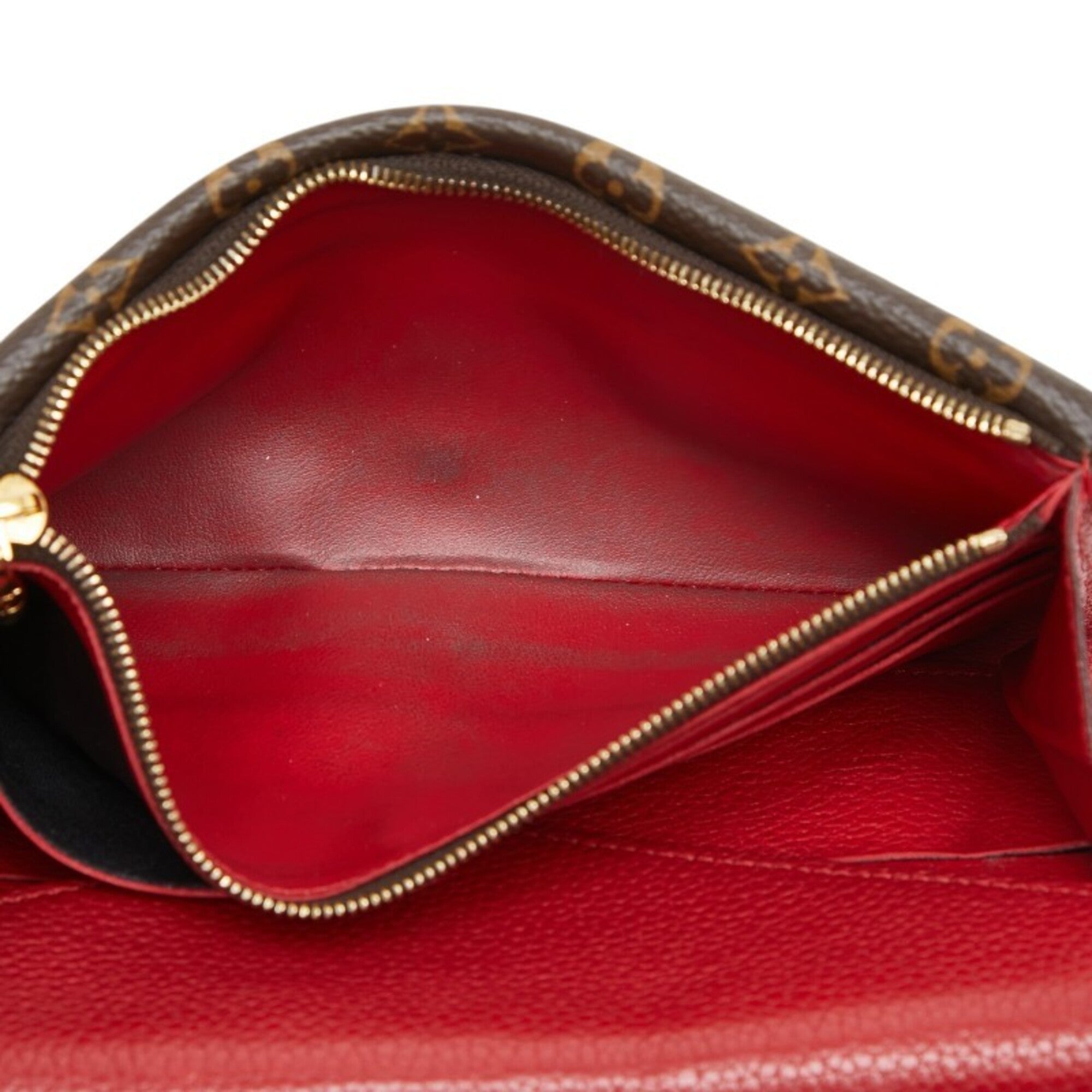 Louis Vuitton Red Brown Leather Pvc Long Wallet (Bi-Fold) (Pre-Owned)