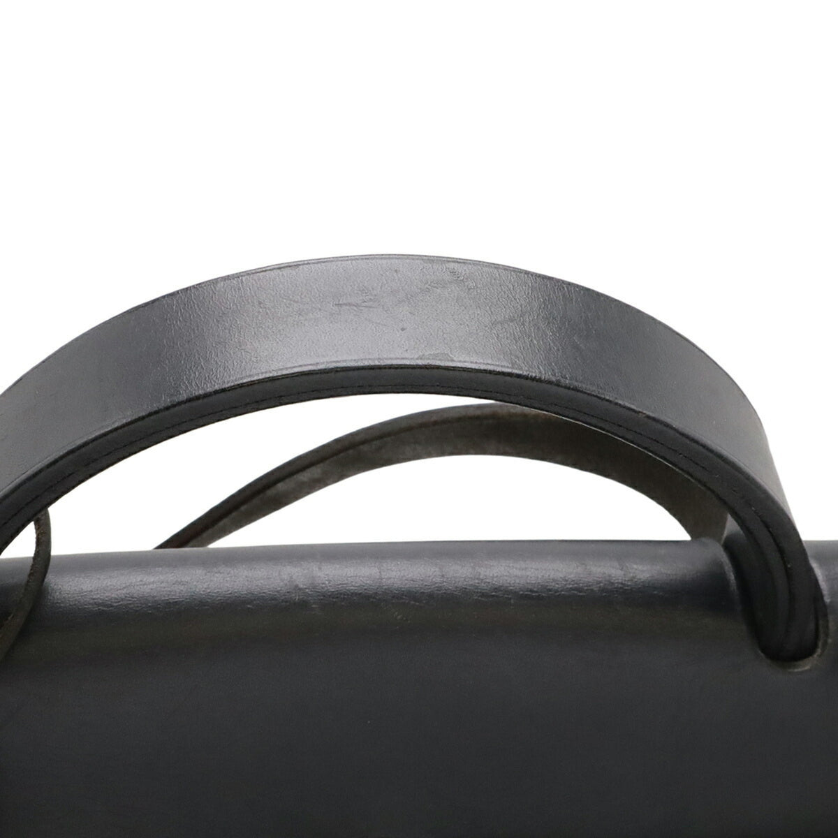 Hermes Her Bag Black Toile Officier Leather Handbag Shoulder Bag (Pre-Owned)