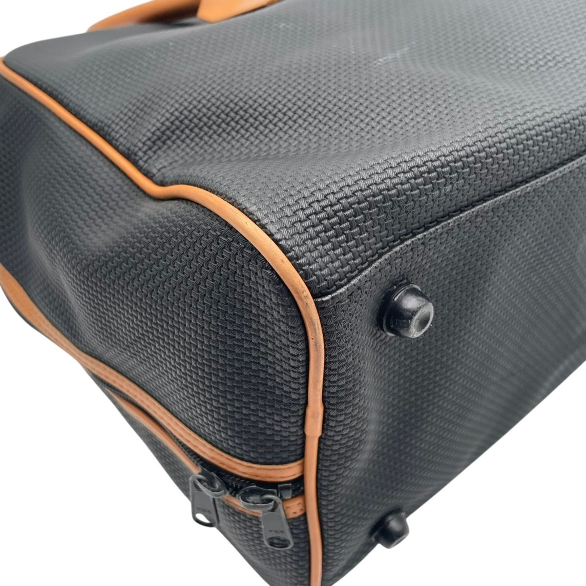 Yves Saint Laurent Black Brown Pvc Leather Boston Bag Handbag (Pre-Owned)