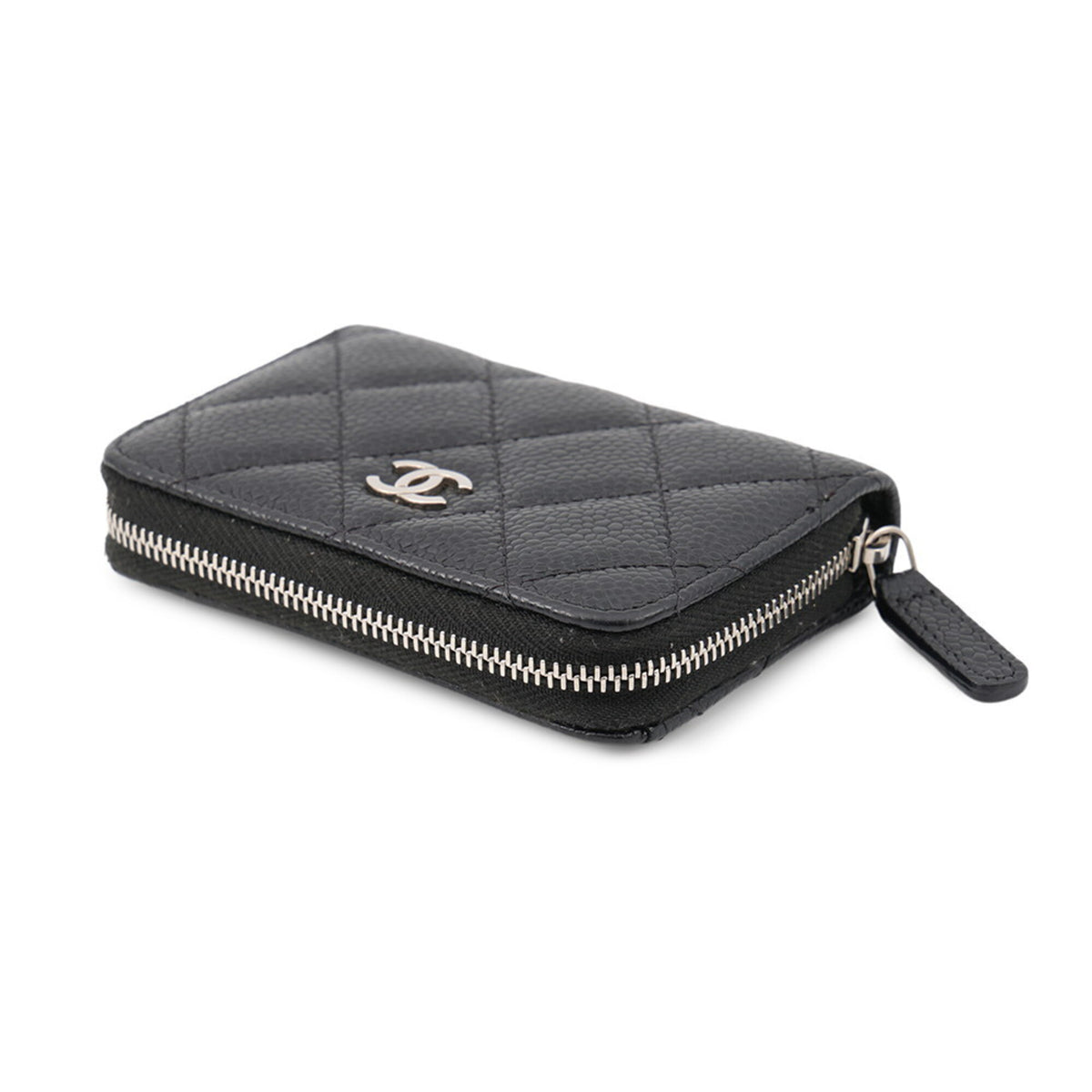 Chanel Matelasse Black Grained Calfskin Coin Purse/Coin Case (Pre-Owned)