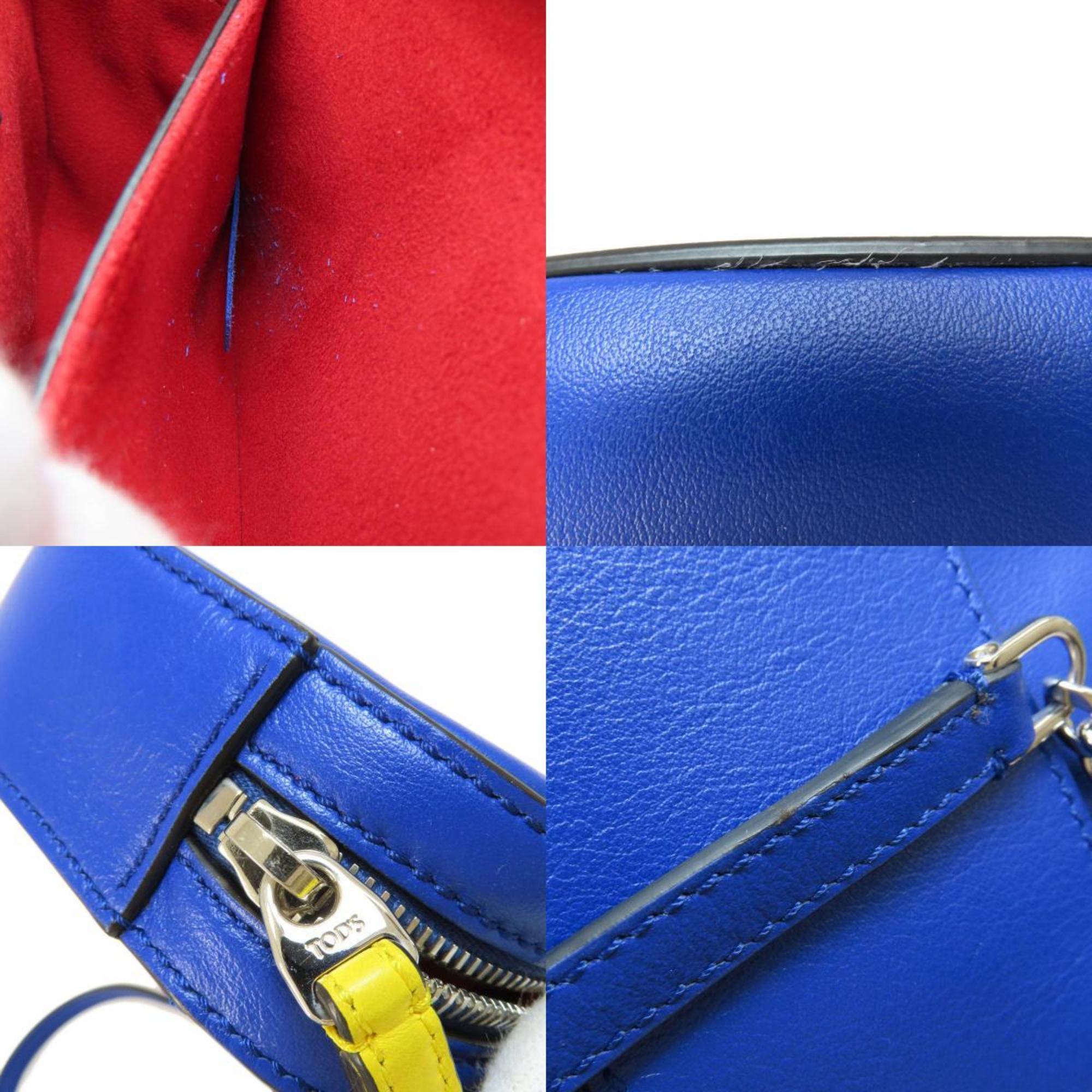 Tod's Blue Yellow Leather Shoulder Bag (Pre-Owned)