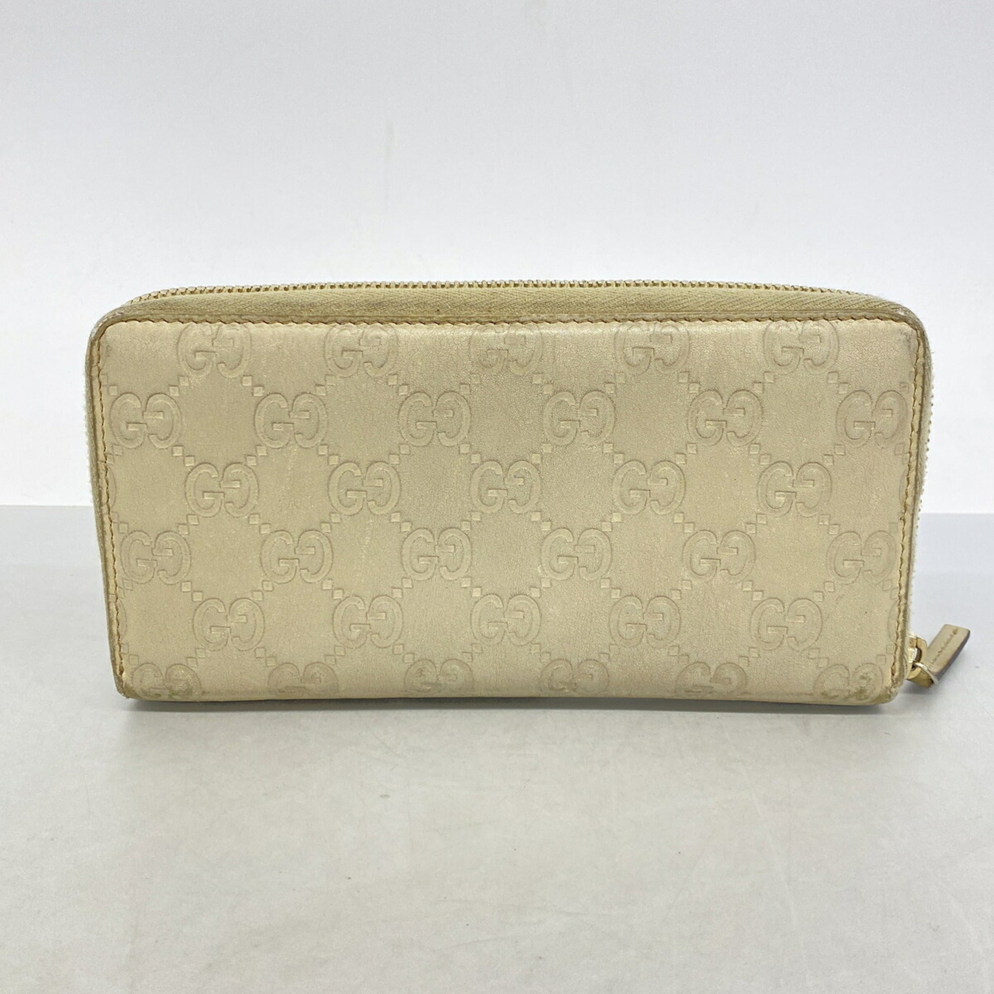 Gucci Beige Leather Long Wallet (Bi-Fold) (Pre-Owned)
