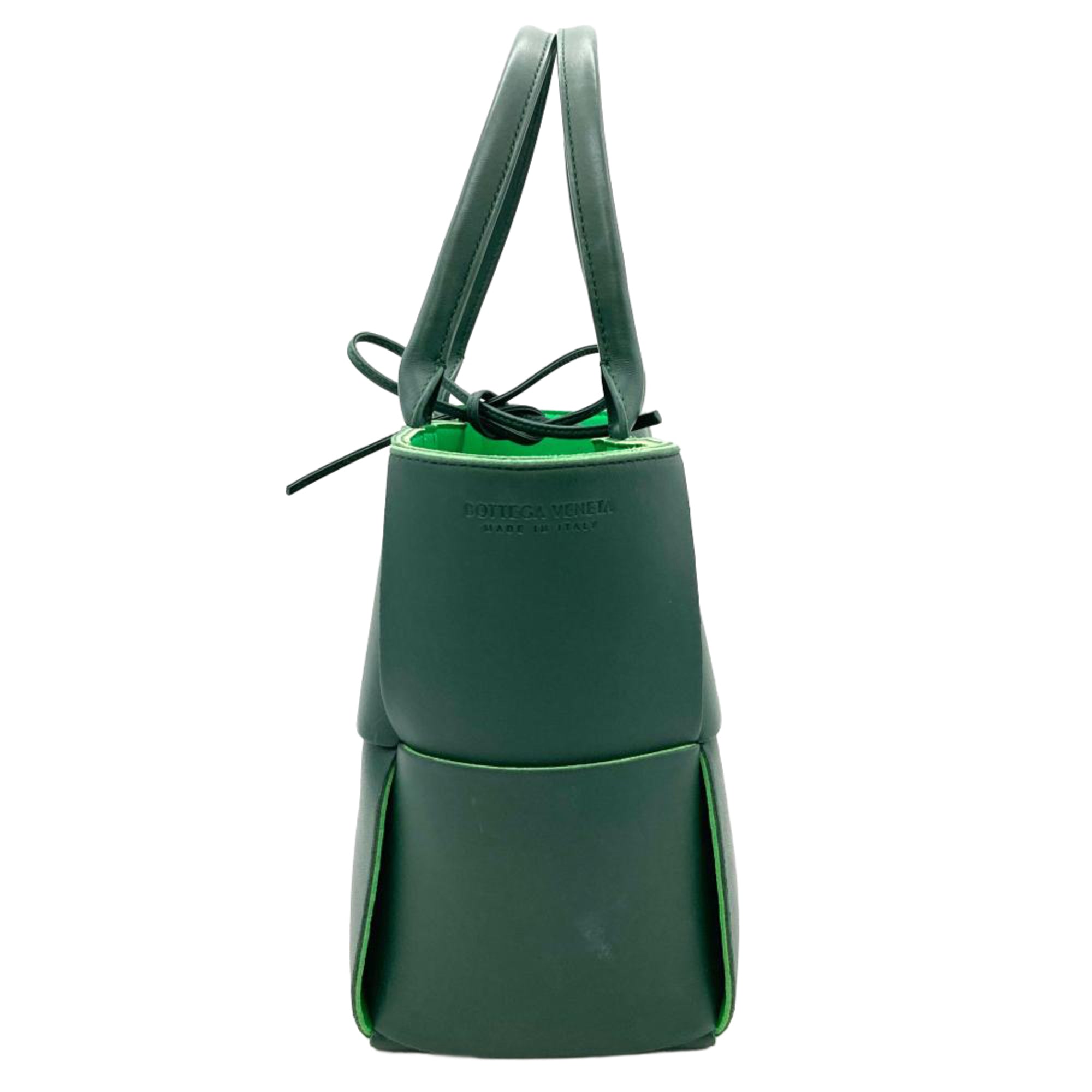 Bottega Veneta Green Leather Handbag Pouch Tote Bag (Pre-Owned)