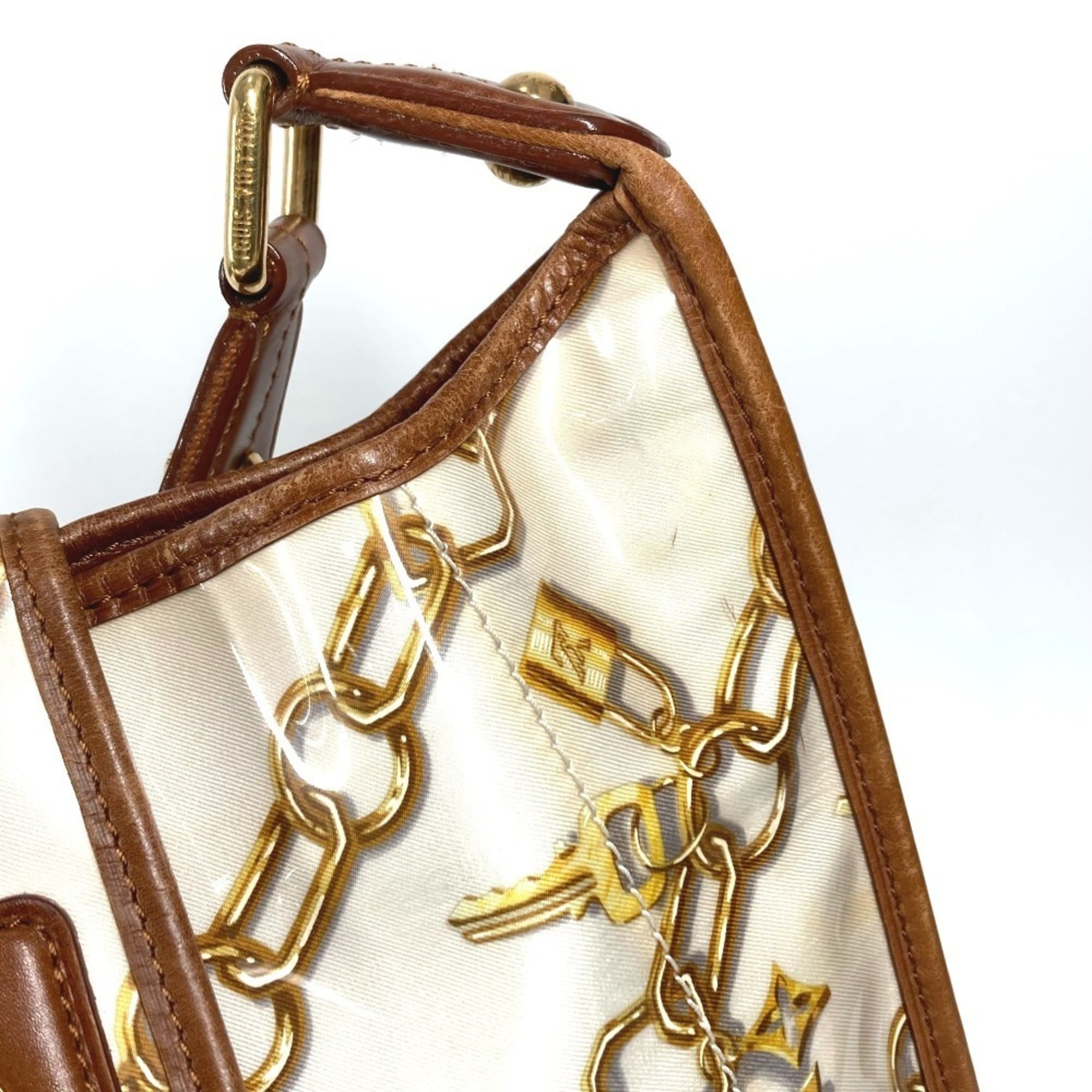 Louis Vuitton Brown White Vinyl Leather Shoulder Bag (Pre-Owned)
