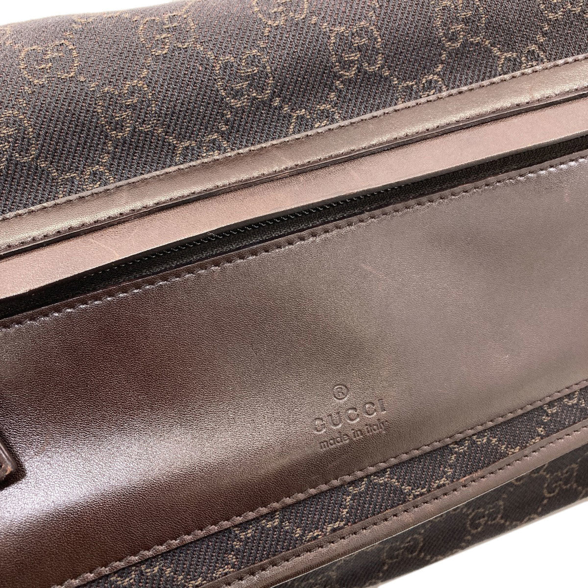 Gucci Dark Brown Canvas Shoulder Bag (Pre-Owned)