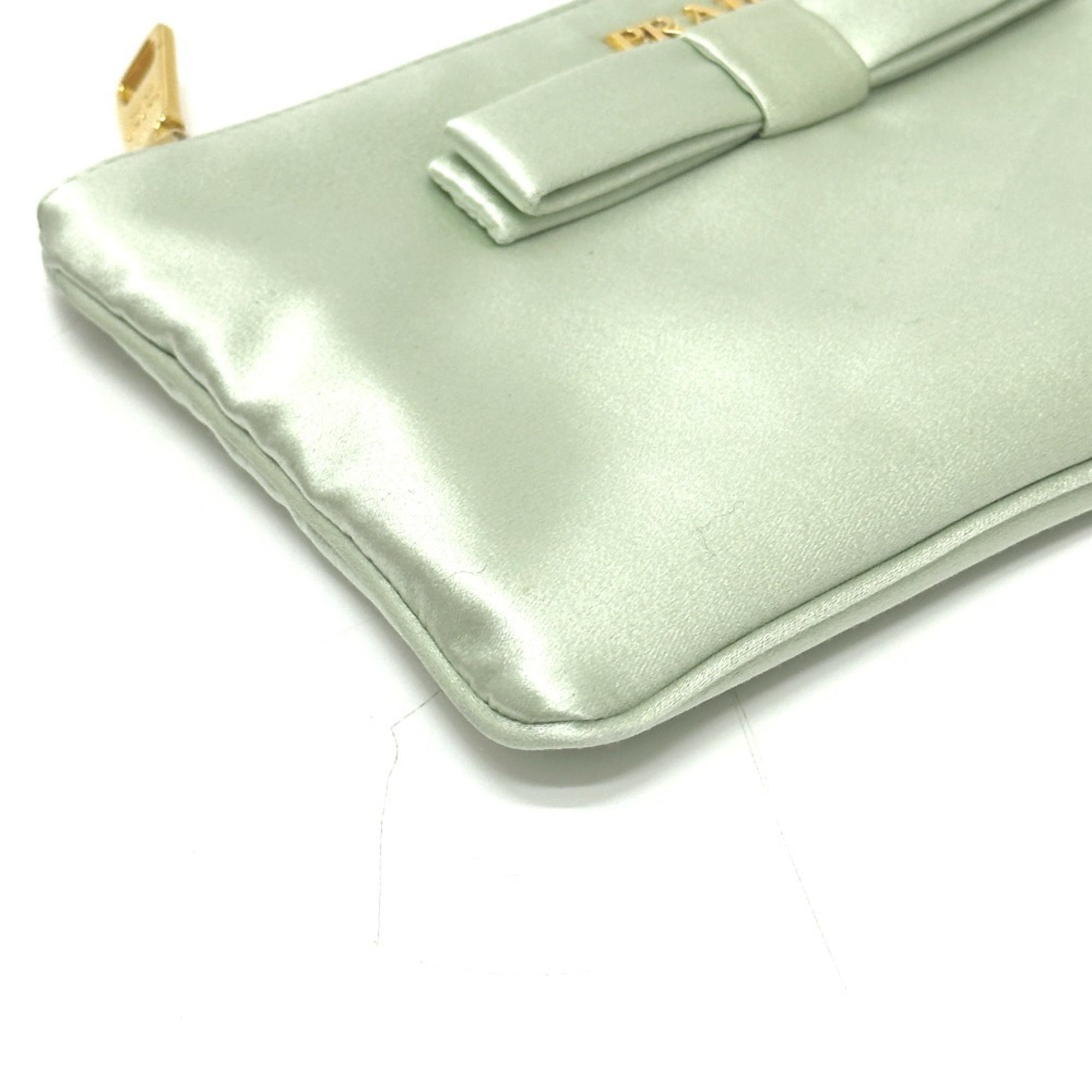 Prada Green Satin Clutch Bag (Pre-Owned)