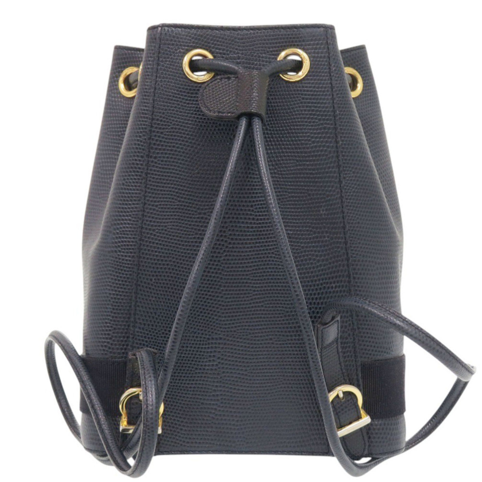 Salvatore Ferragamo Navy Leather Shoulder Bag (Pre-Owned)