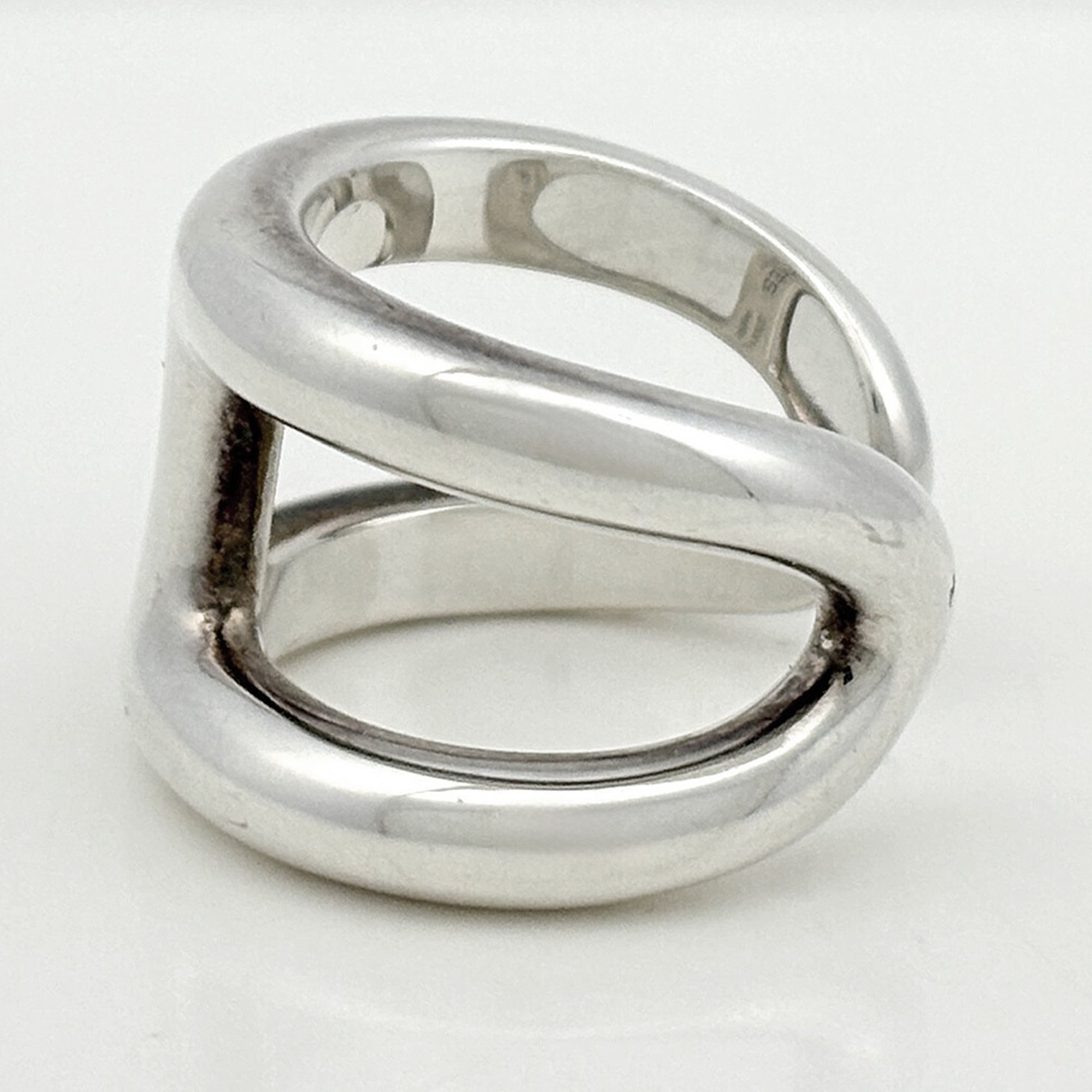 Hermes Silver 925 Band Ring (Pre-Owned)